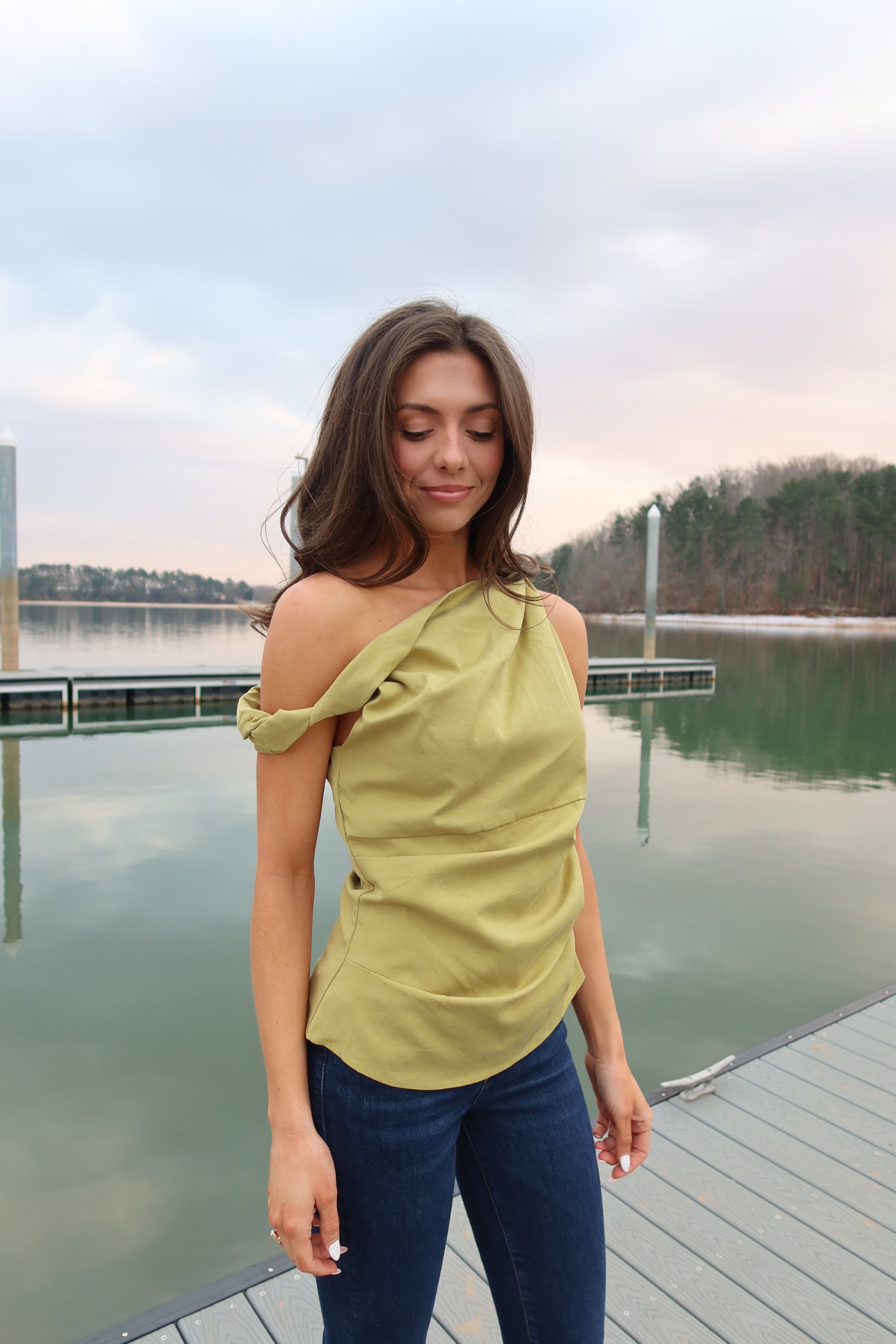 Meadow Twisted Bead Top- Chartreuse