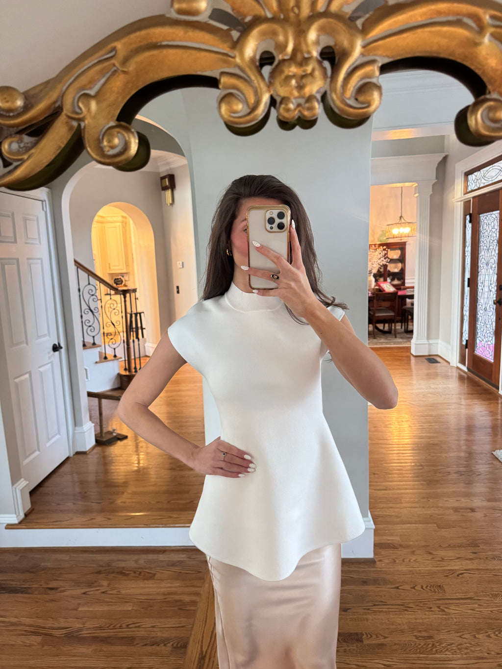 Pearl Peplum Sweater- Ivory