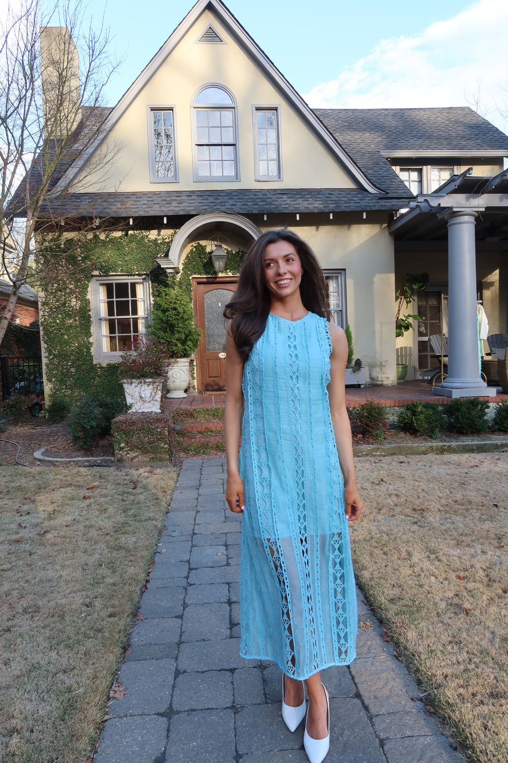 Tea at the Terrace Midi Dress- Sky Blue