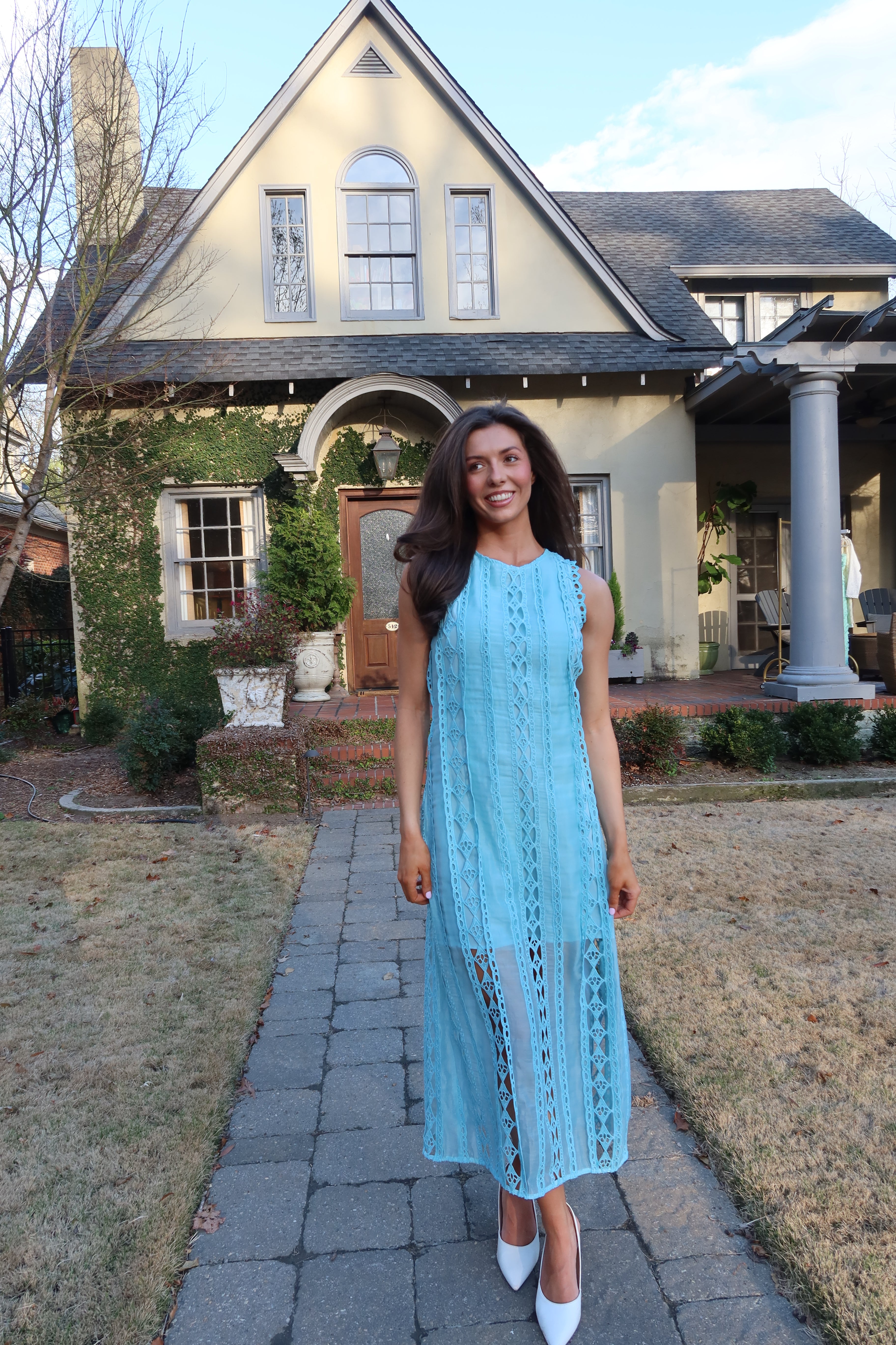 Tea at the Terrace Midi Dress- Sky Blue