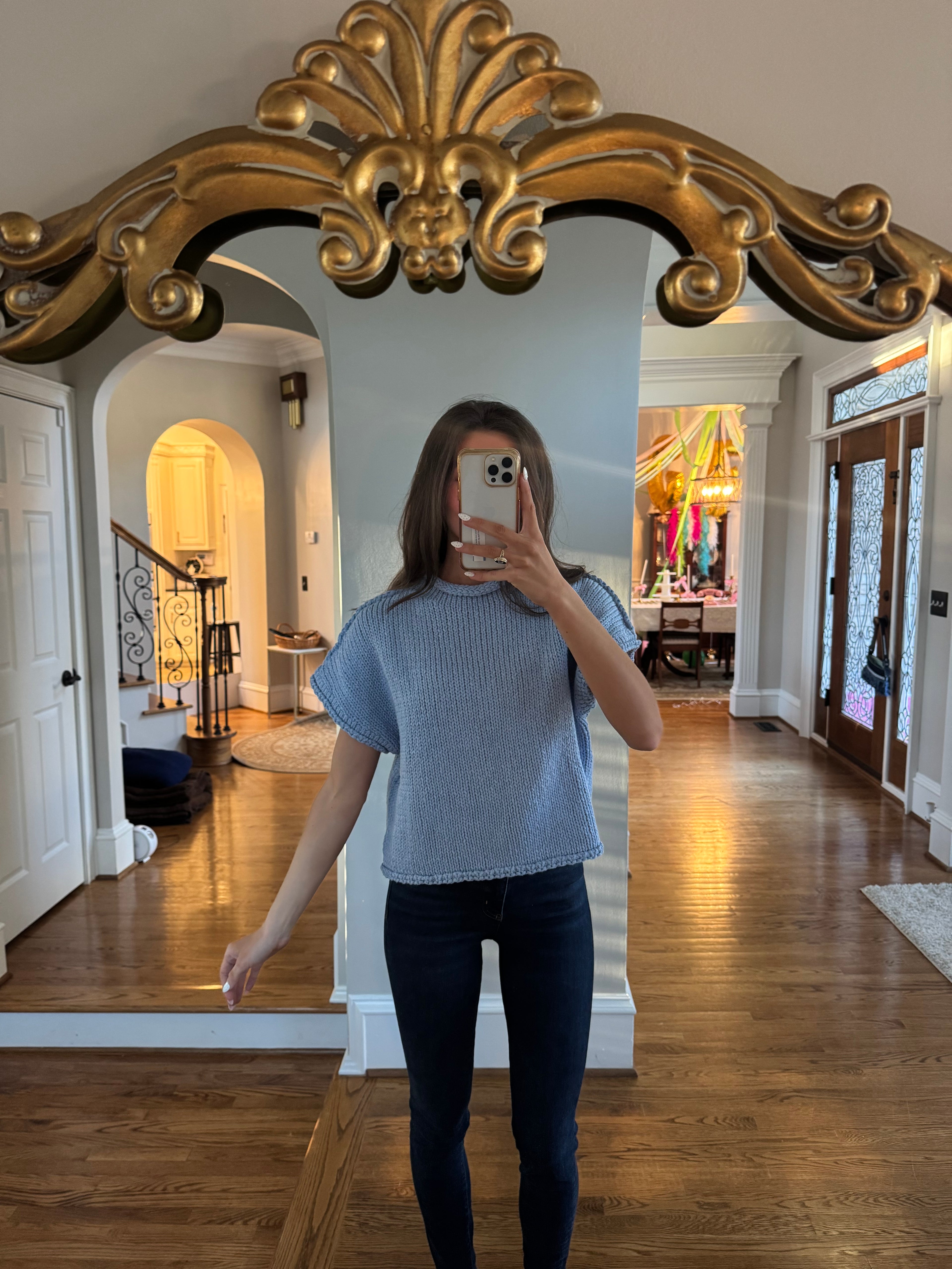 Mallory Chunky Knit Sweater- Sky Blue