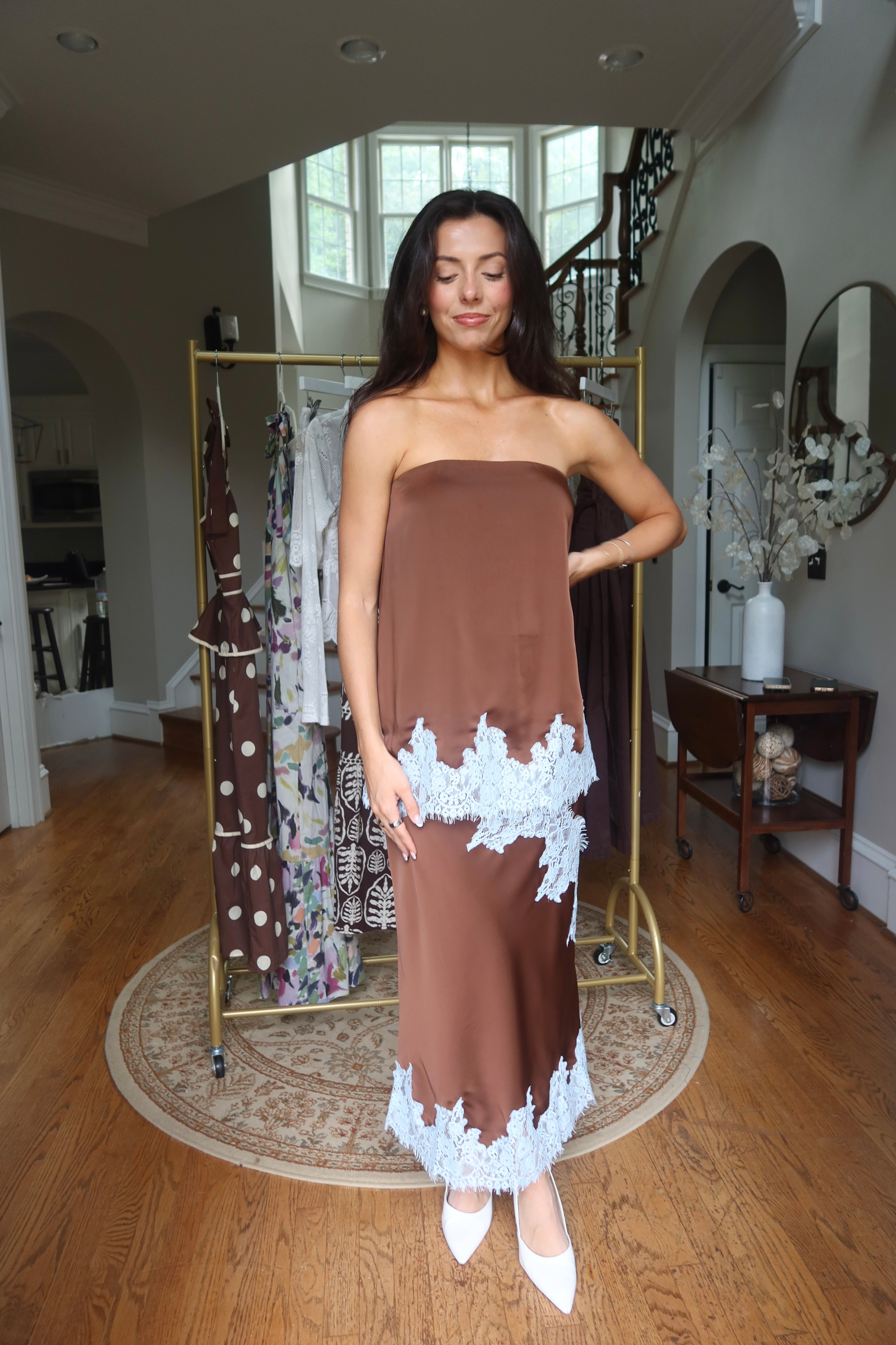 Chocolate Lace Set- Chocolate/Blue