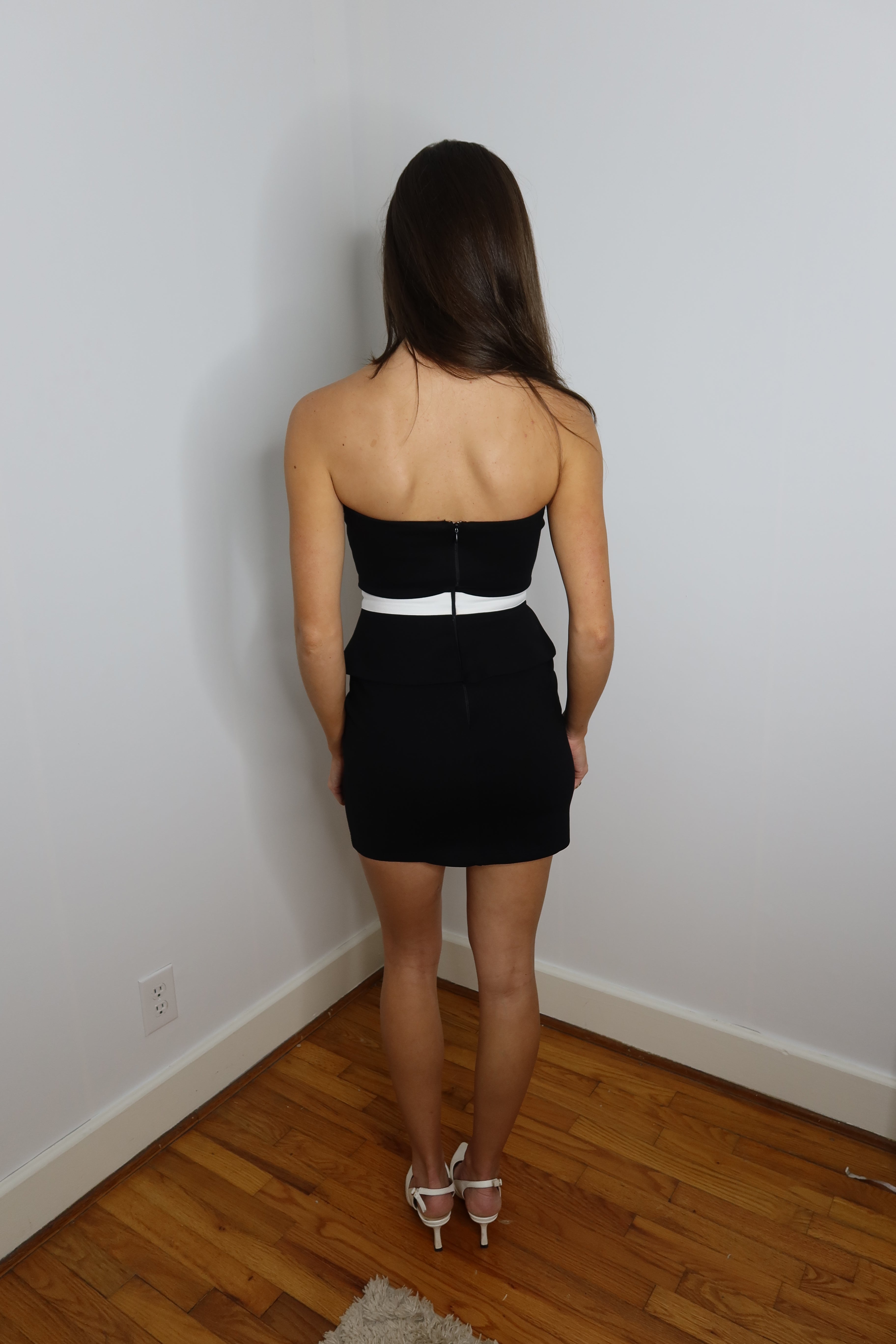 Coquette Bow Mini Dress- Black/White