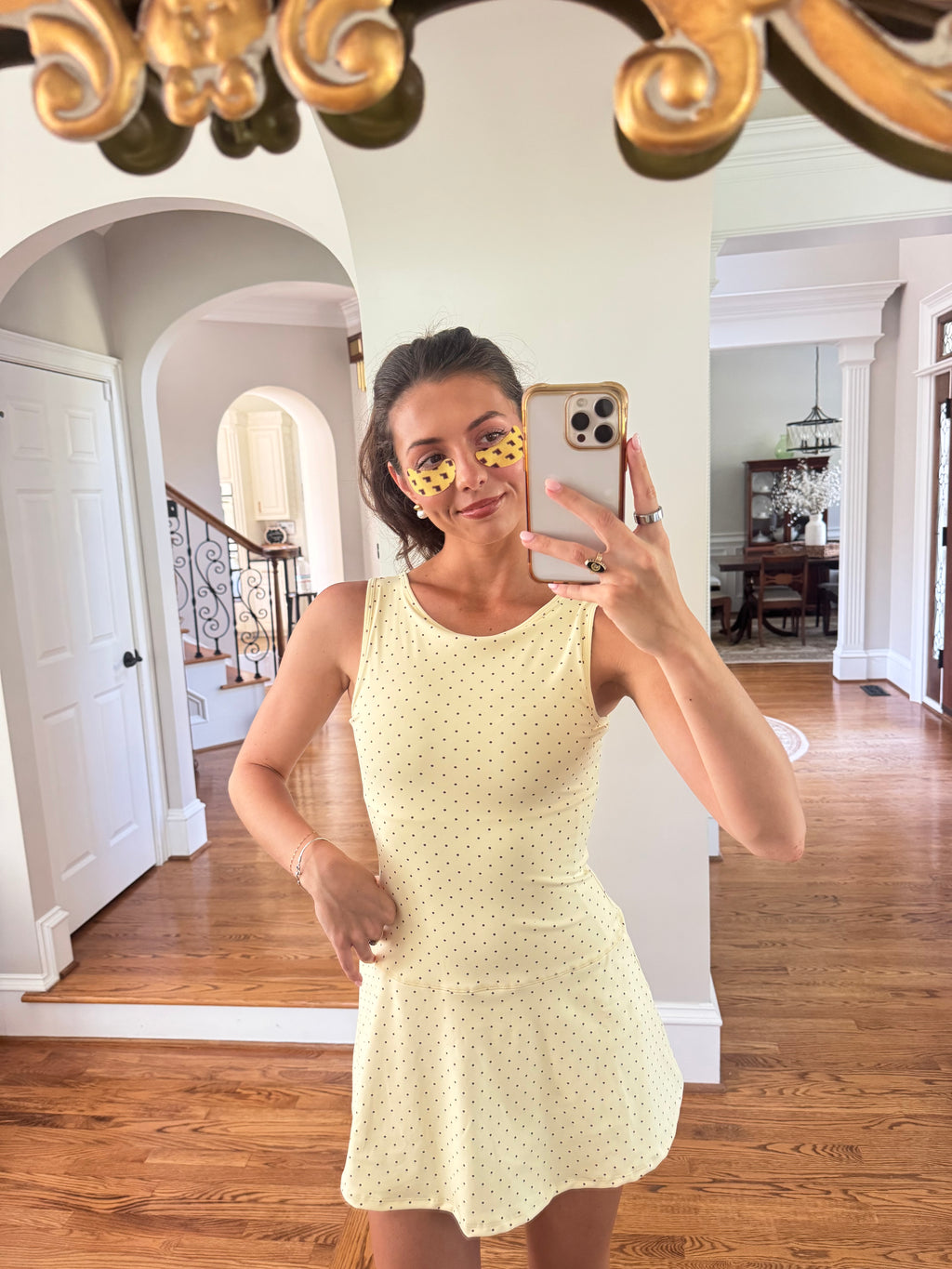 Hallie Polka Dot Athletic Dress- Lemon/Brown