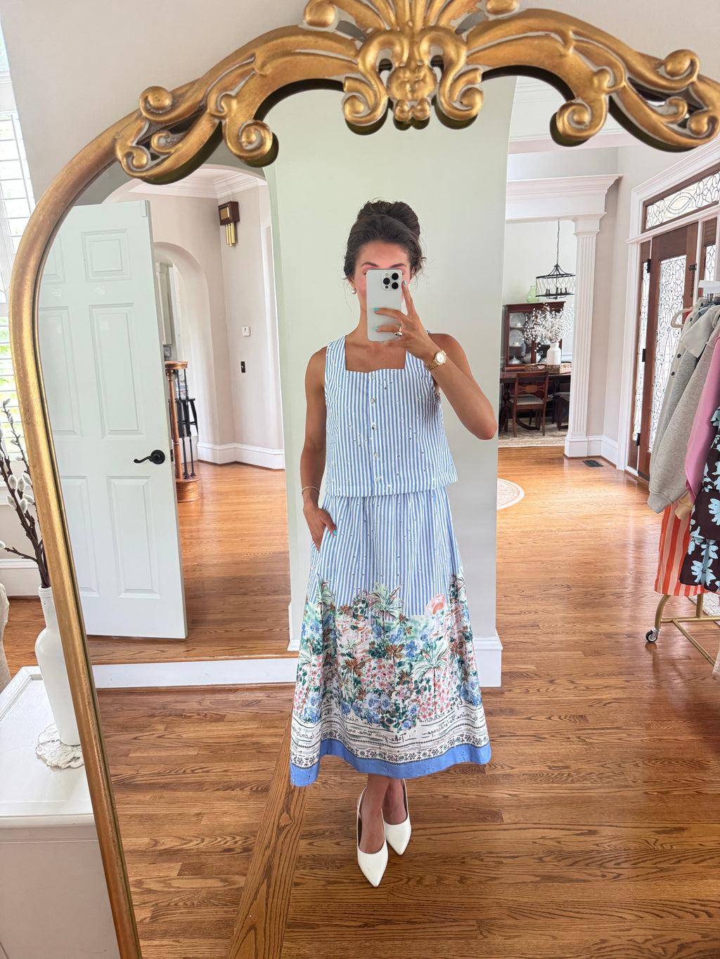 Sicily Top- Blue/White