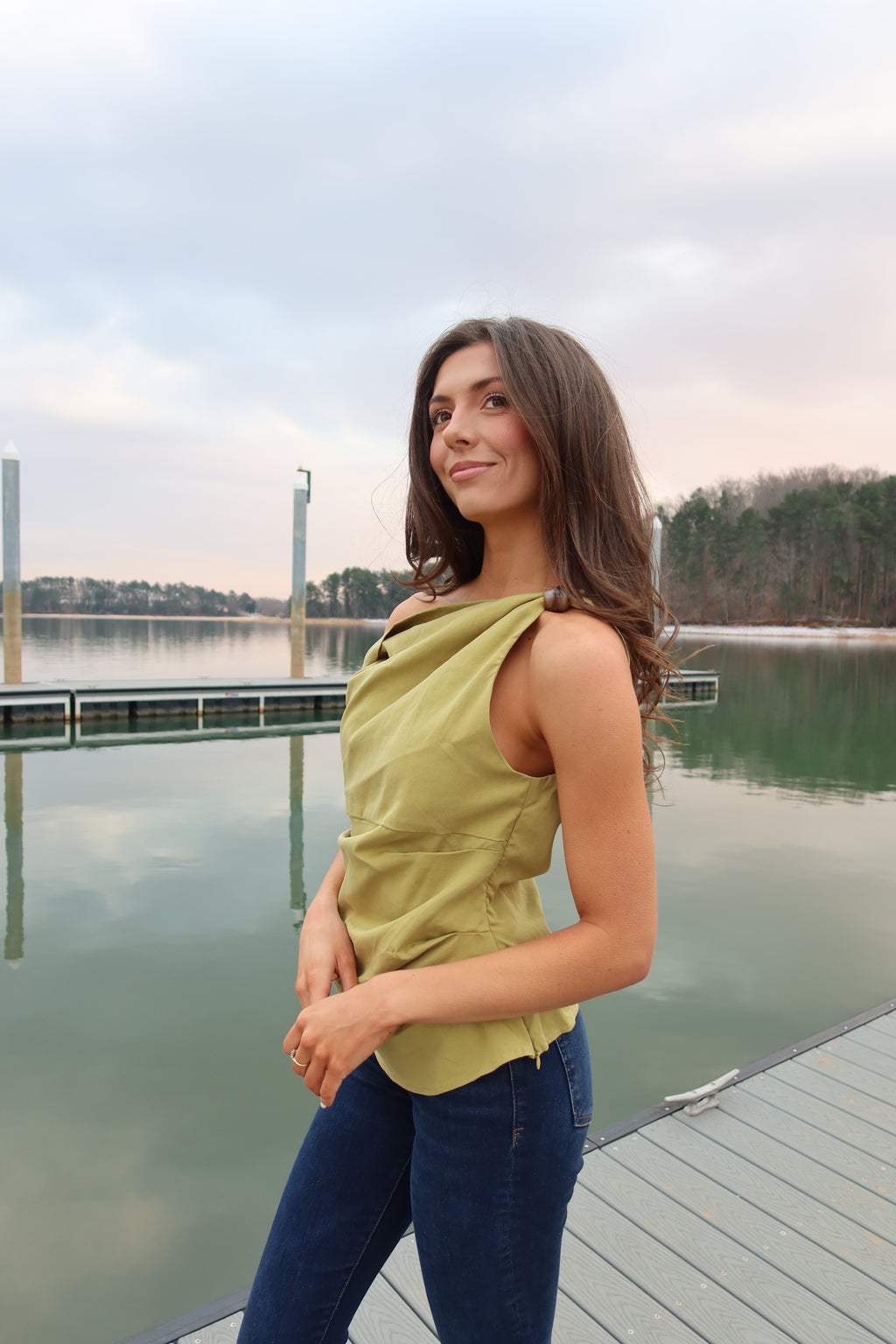 Meadow Twisted Bead Top- Chartreuse