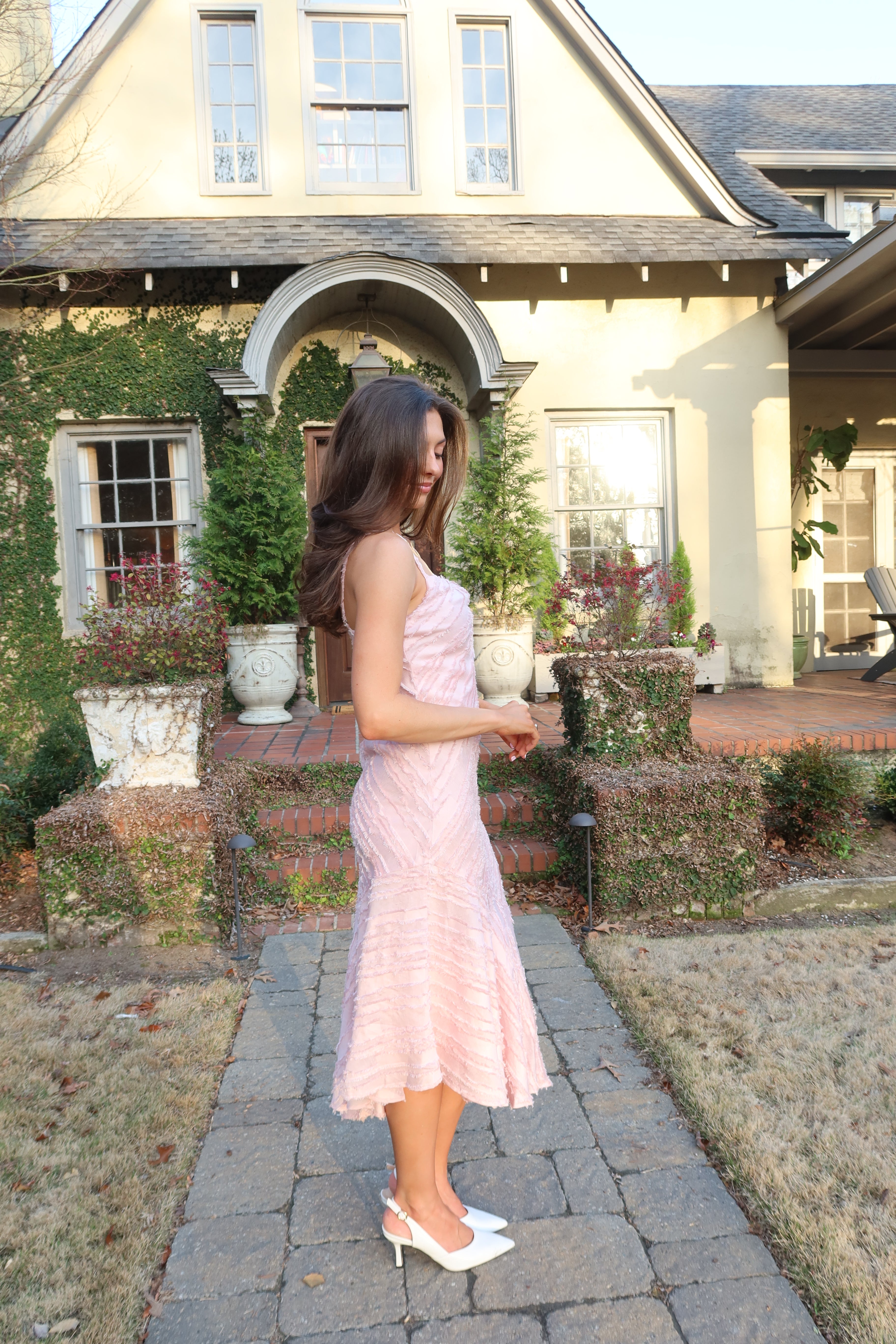 Garden Party Waltz Midi Dress- Rose Pink