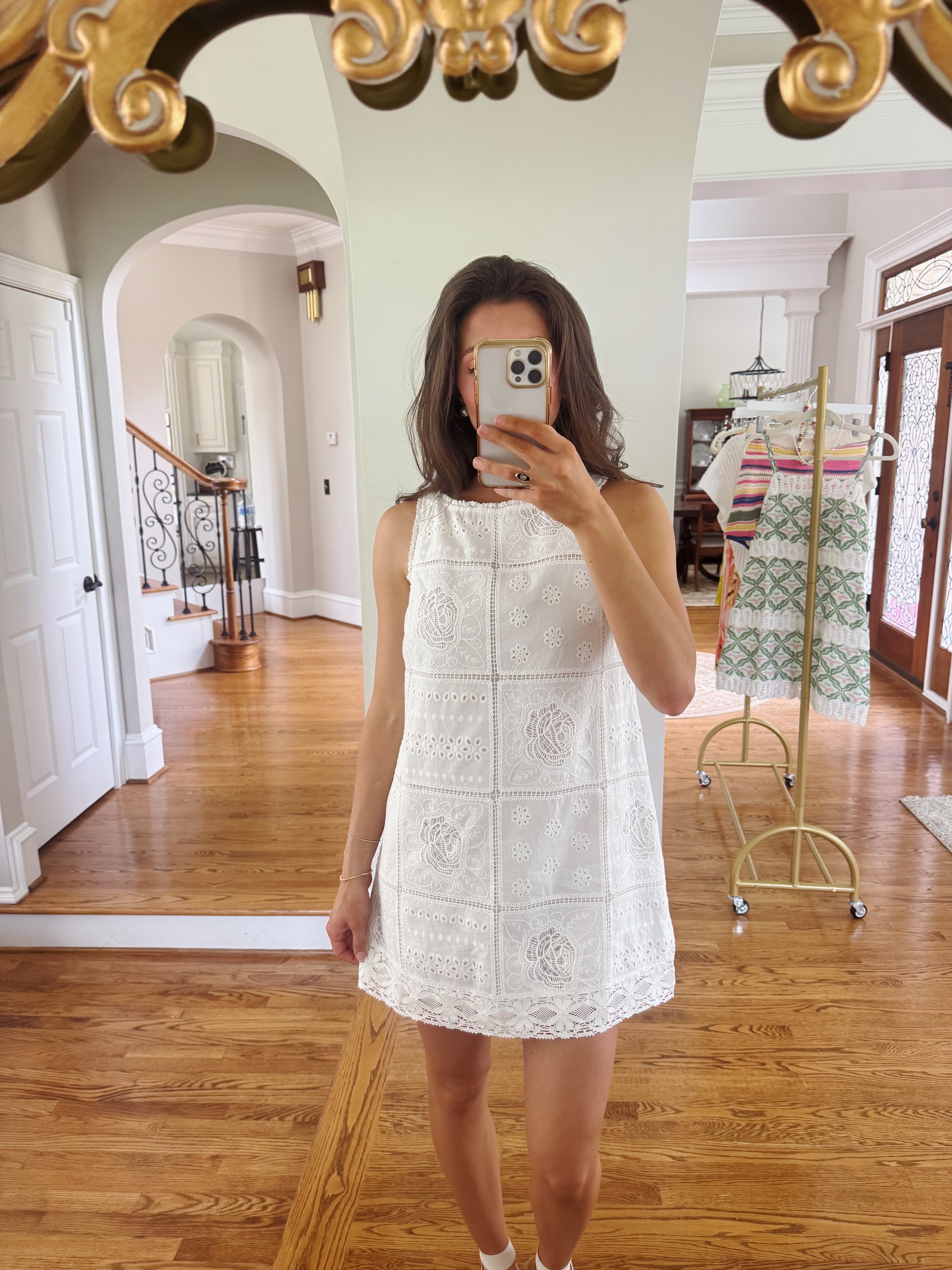 Sandi Embroidered Mini Dress- White
