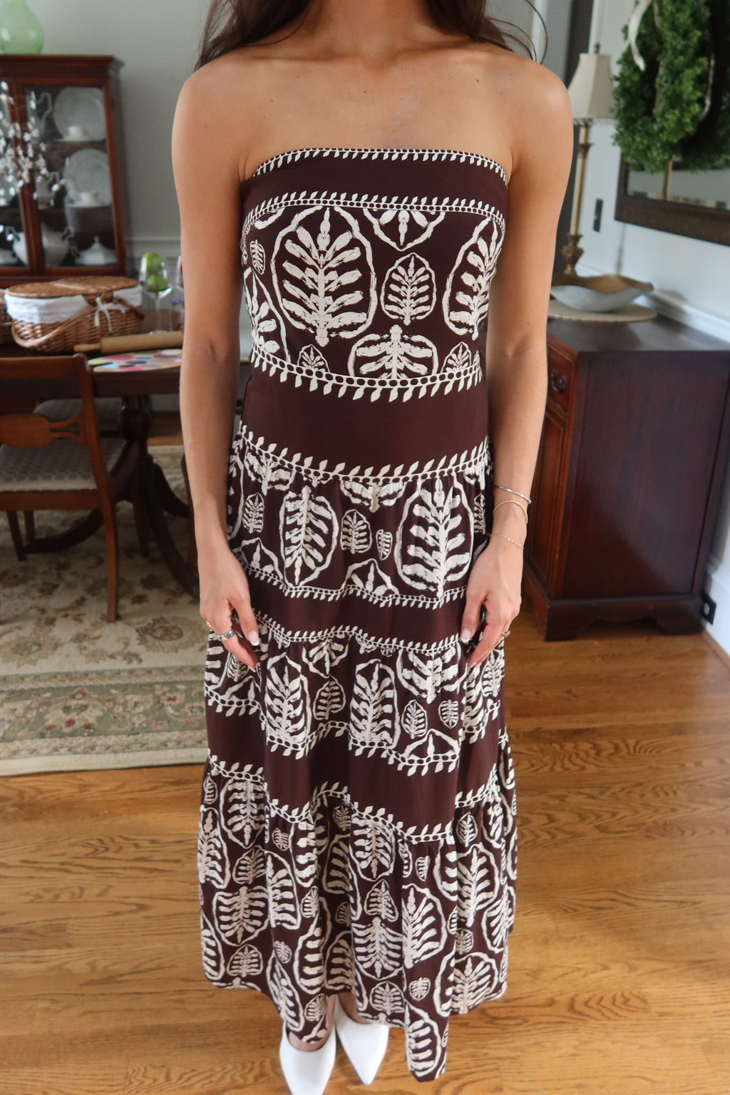Chestnut Grove Maxi Dress- Brown/Cream