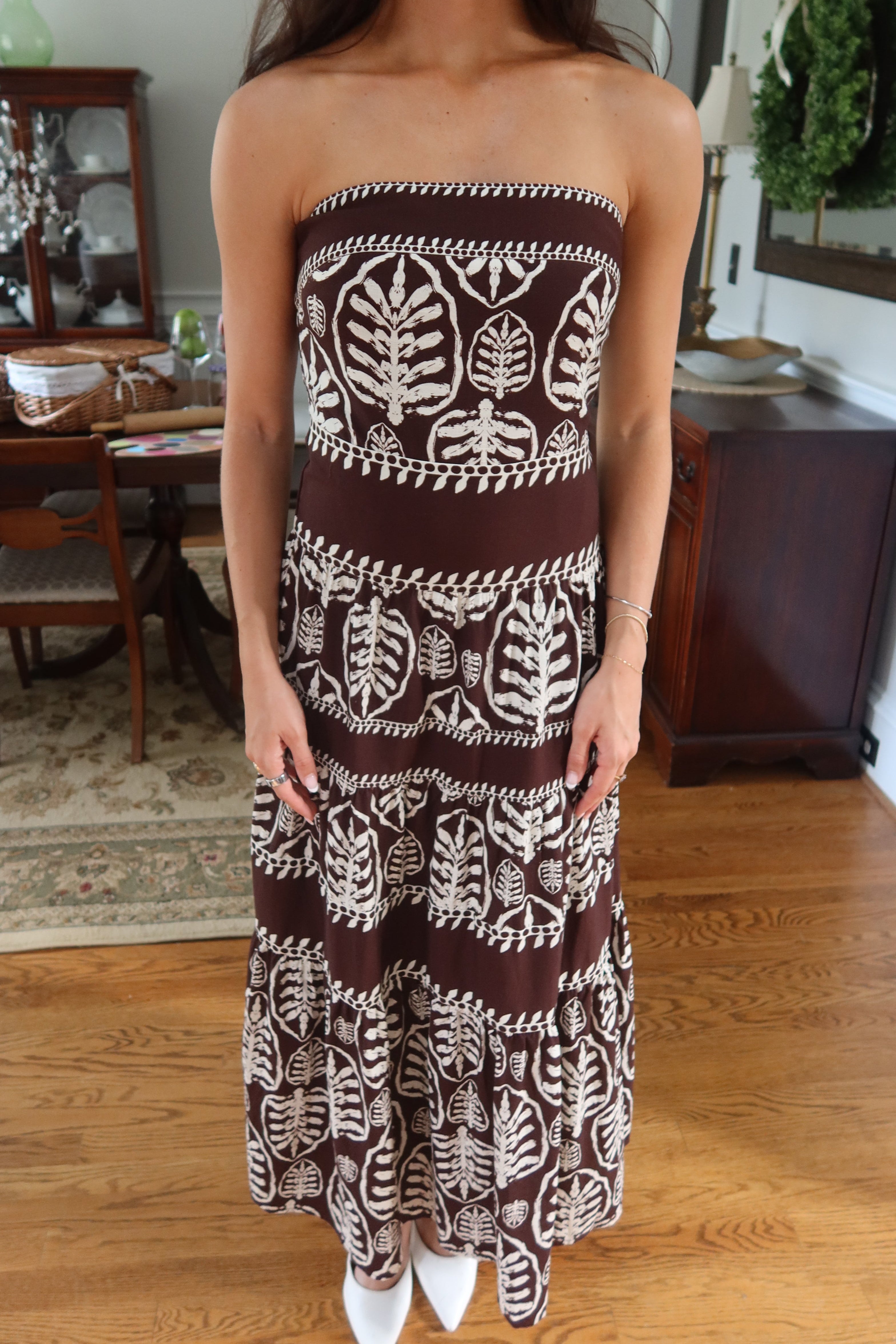 Chestnut Grove Maxi Dress- Brown/Cream