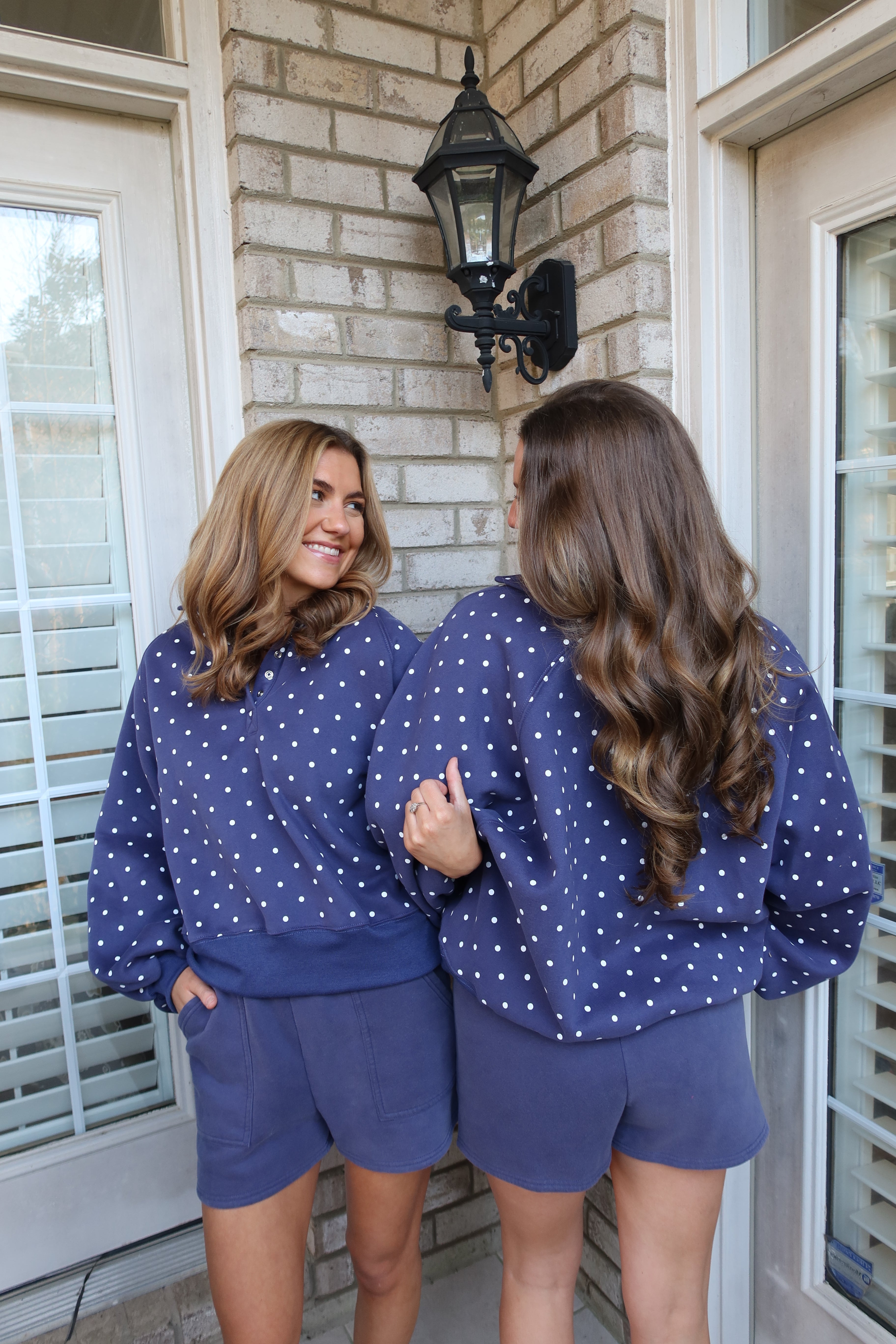 Carson Polka Dot Pullover- Navy