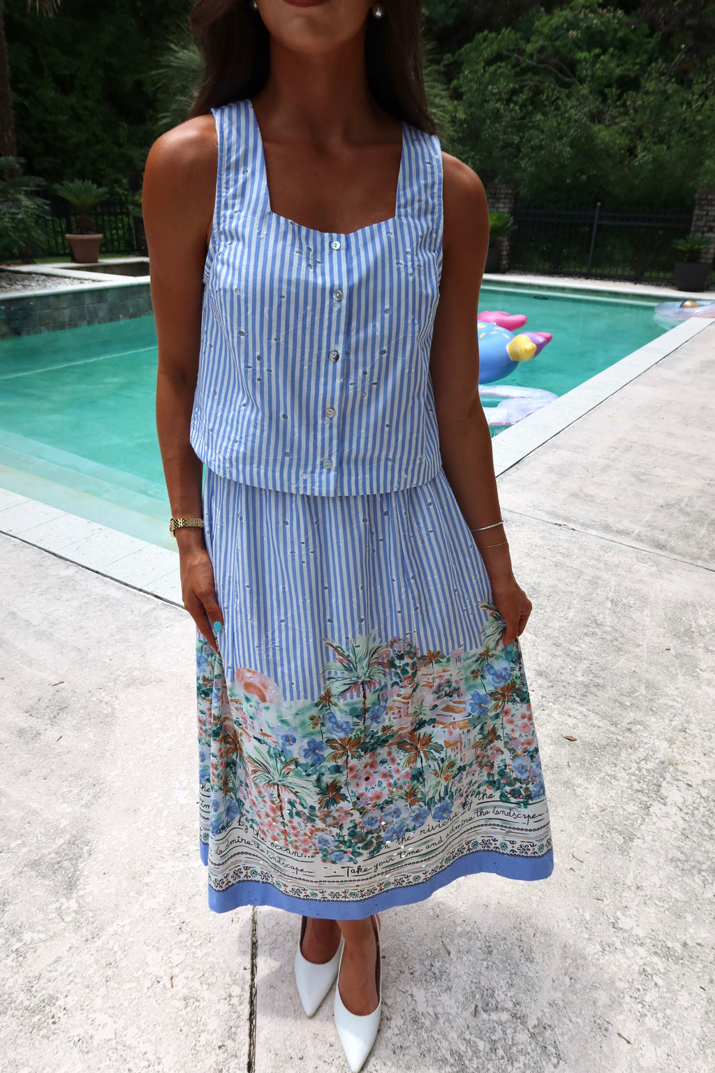 Sicily Top- Blue/White