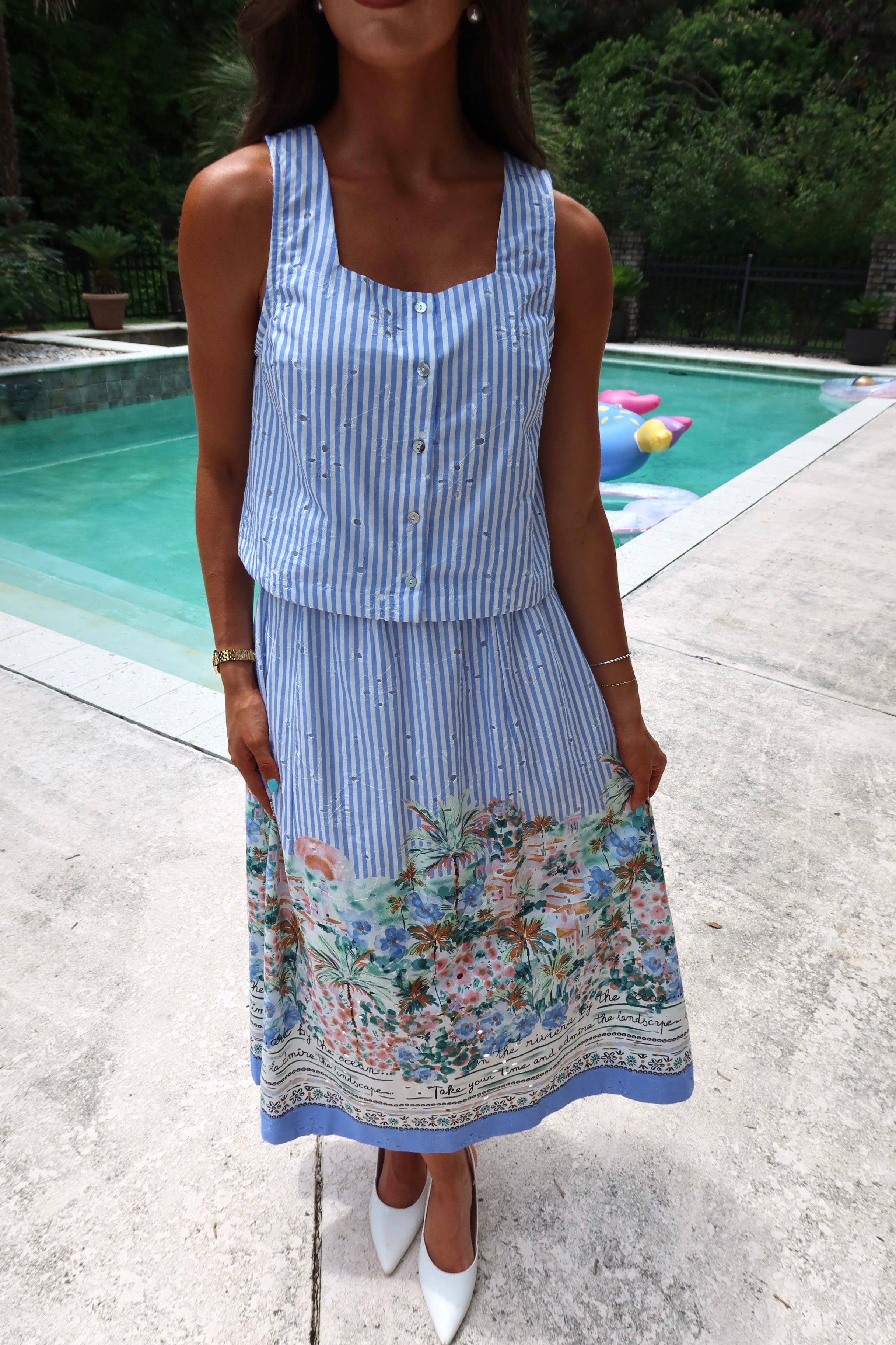 Sicily Top- Blue/White