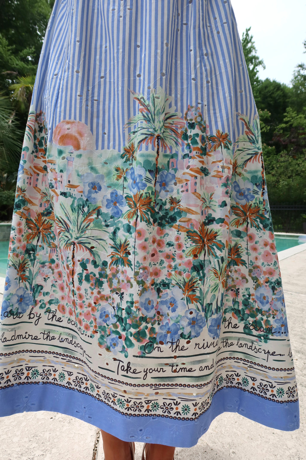 Sicily Midi Skirt- Blue/Multi