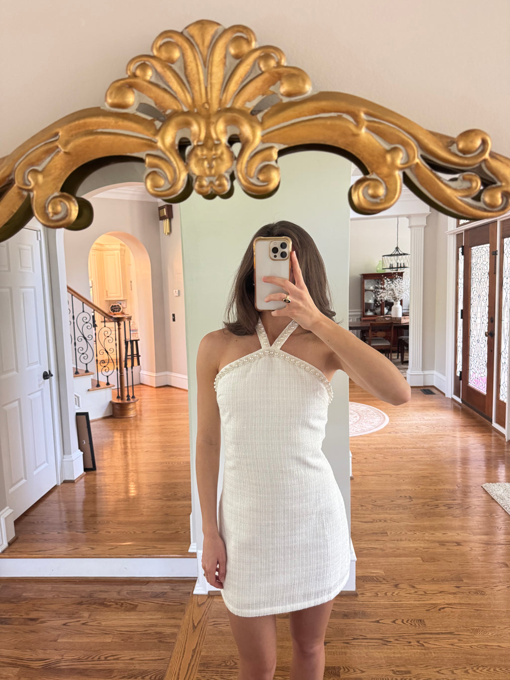 Pretty in Pearls Mini Dress- White