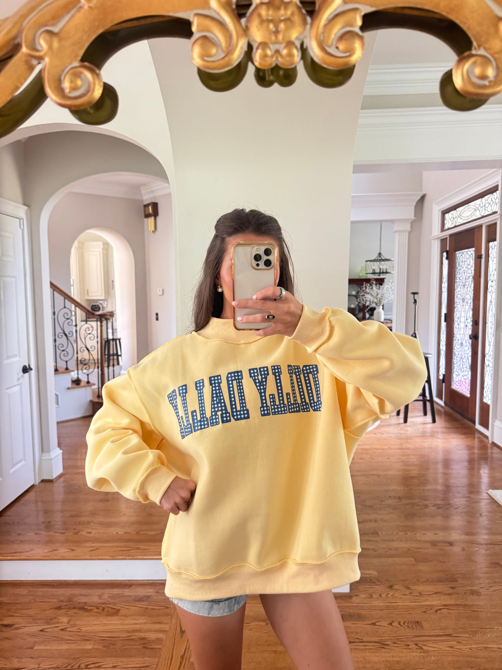 Dilly Dally/Lolly Gag Reversible Sweatshirt- Butter Yellow