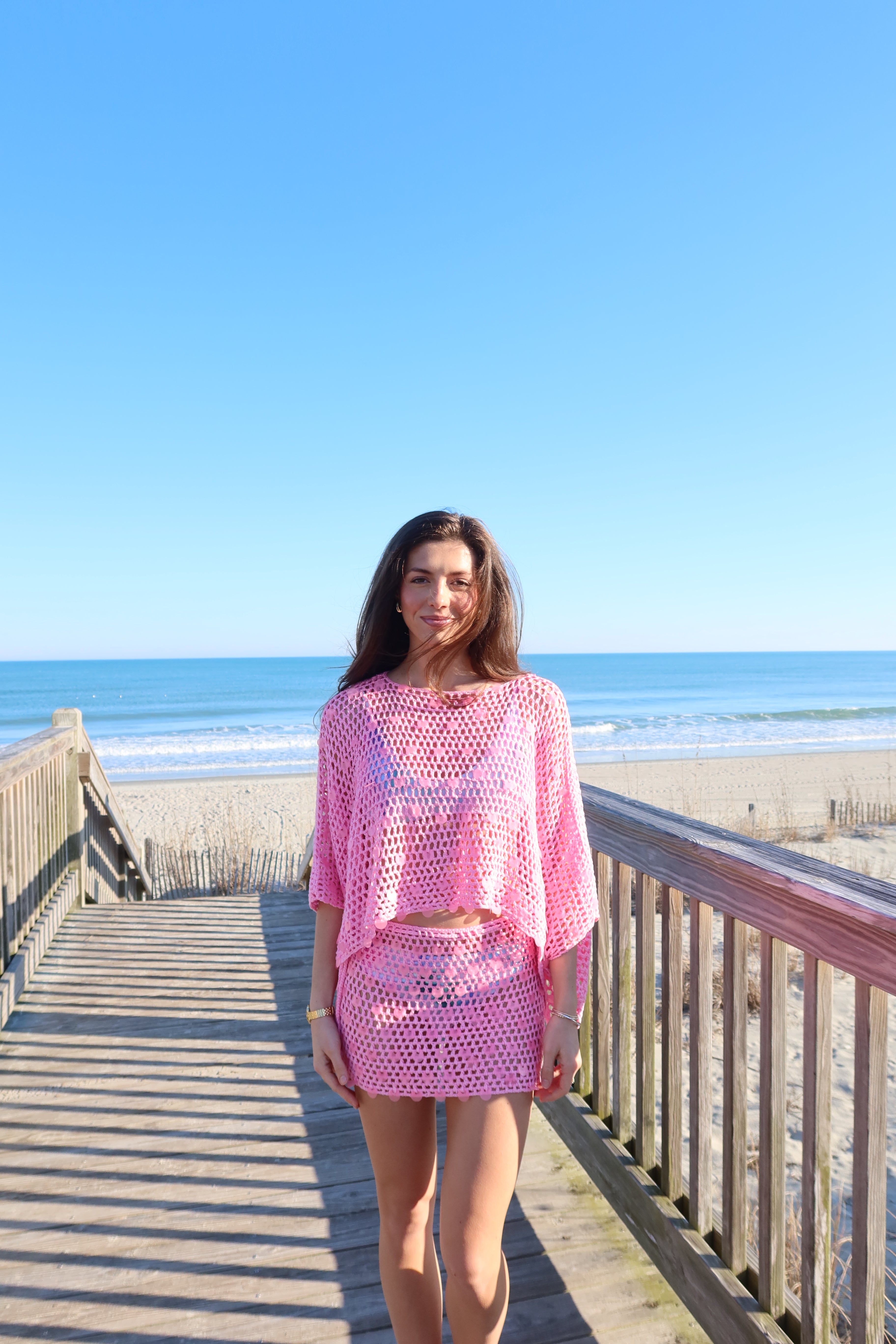 Pink Paradise Sequin Set Mini Skirt- Pink