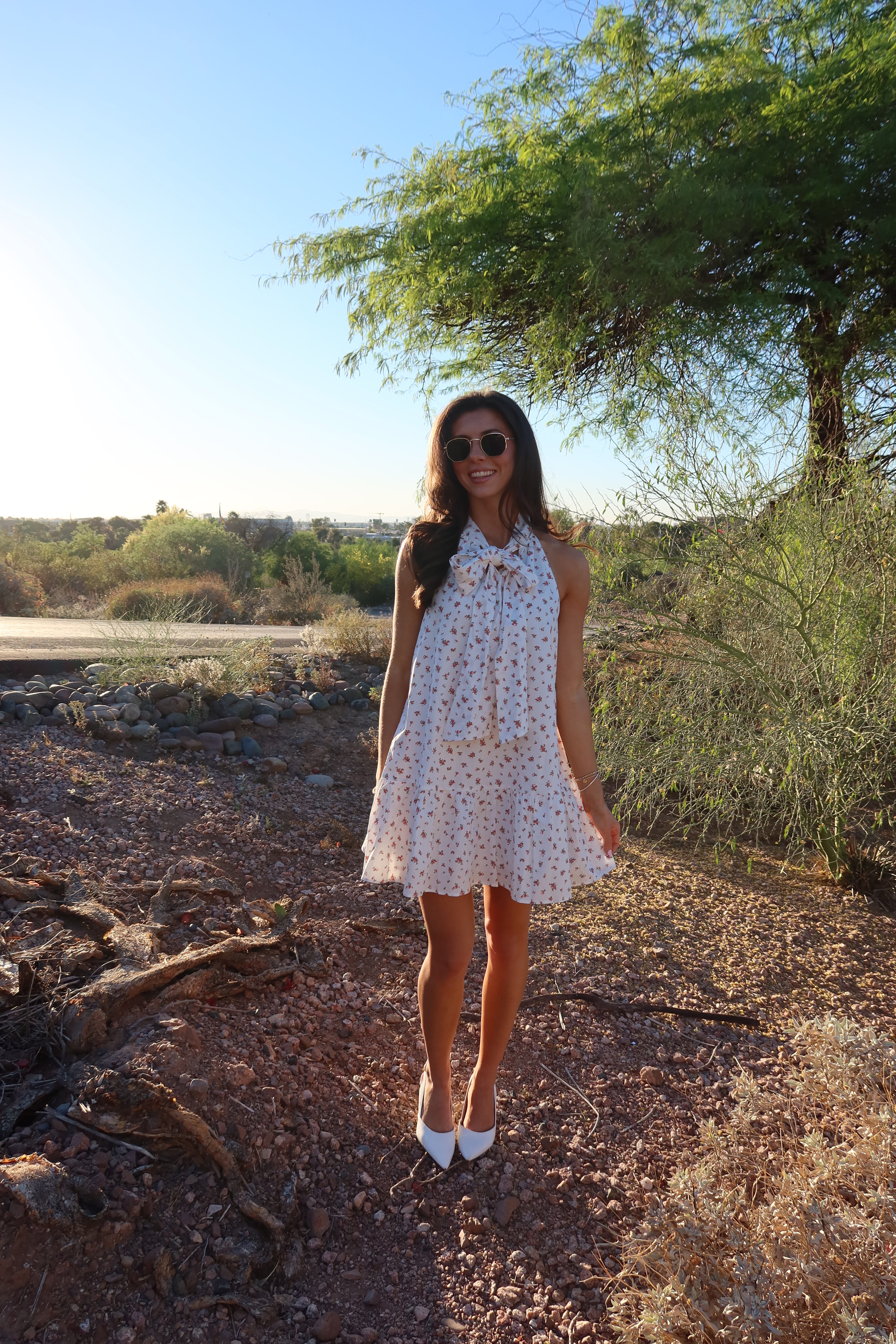 Pink Prairie Floral Dress- Off White/Pink