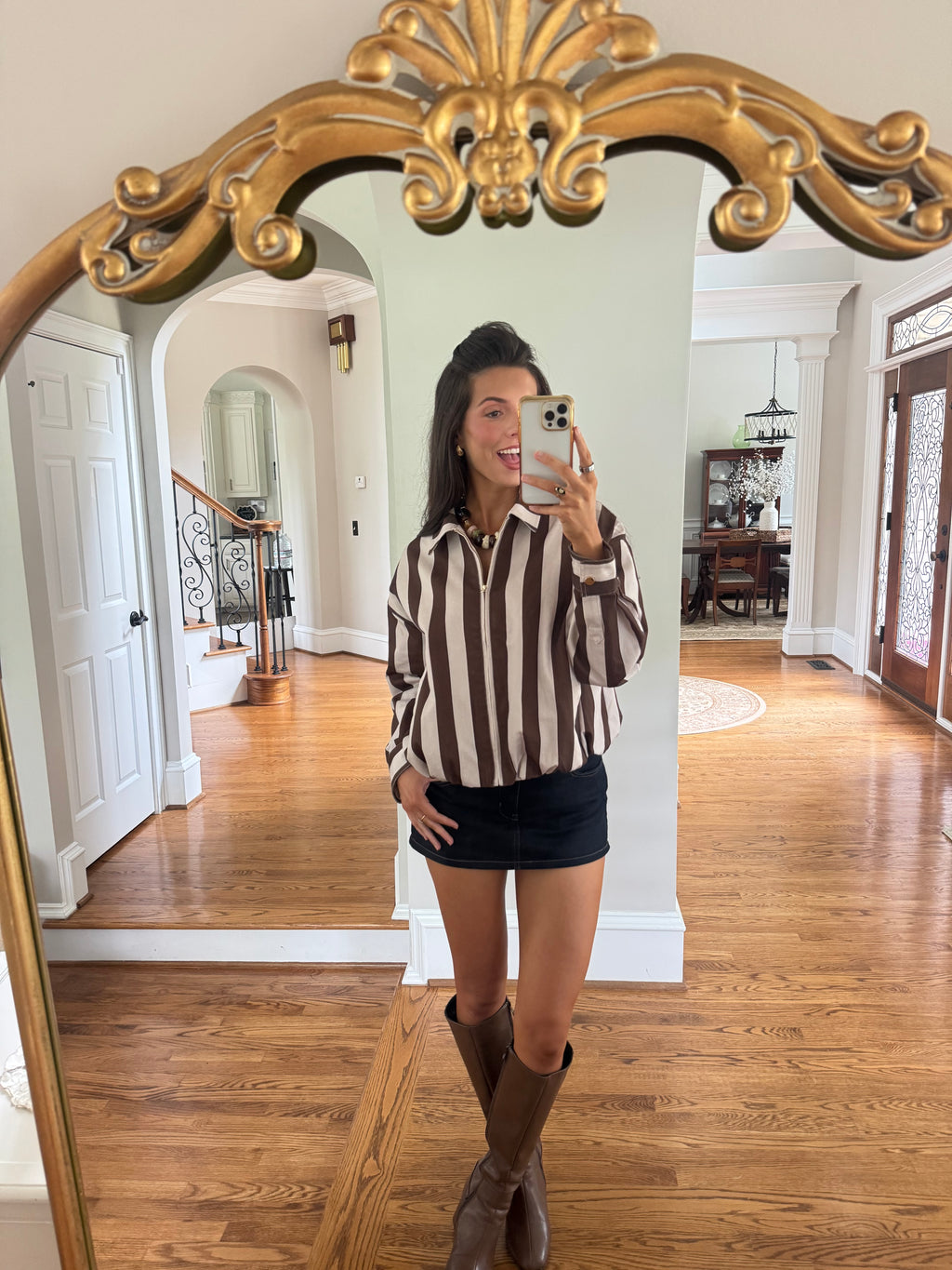 Cinnamon Oat Stripe Jacket- Brown/Oat