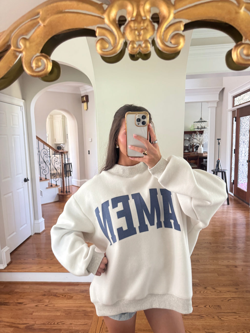 WWJD/AMEN Reversible Sweatshirt- Ash Gray