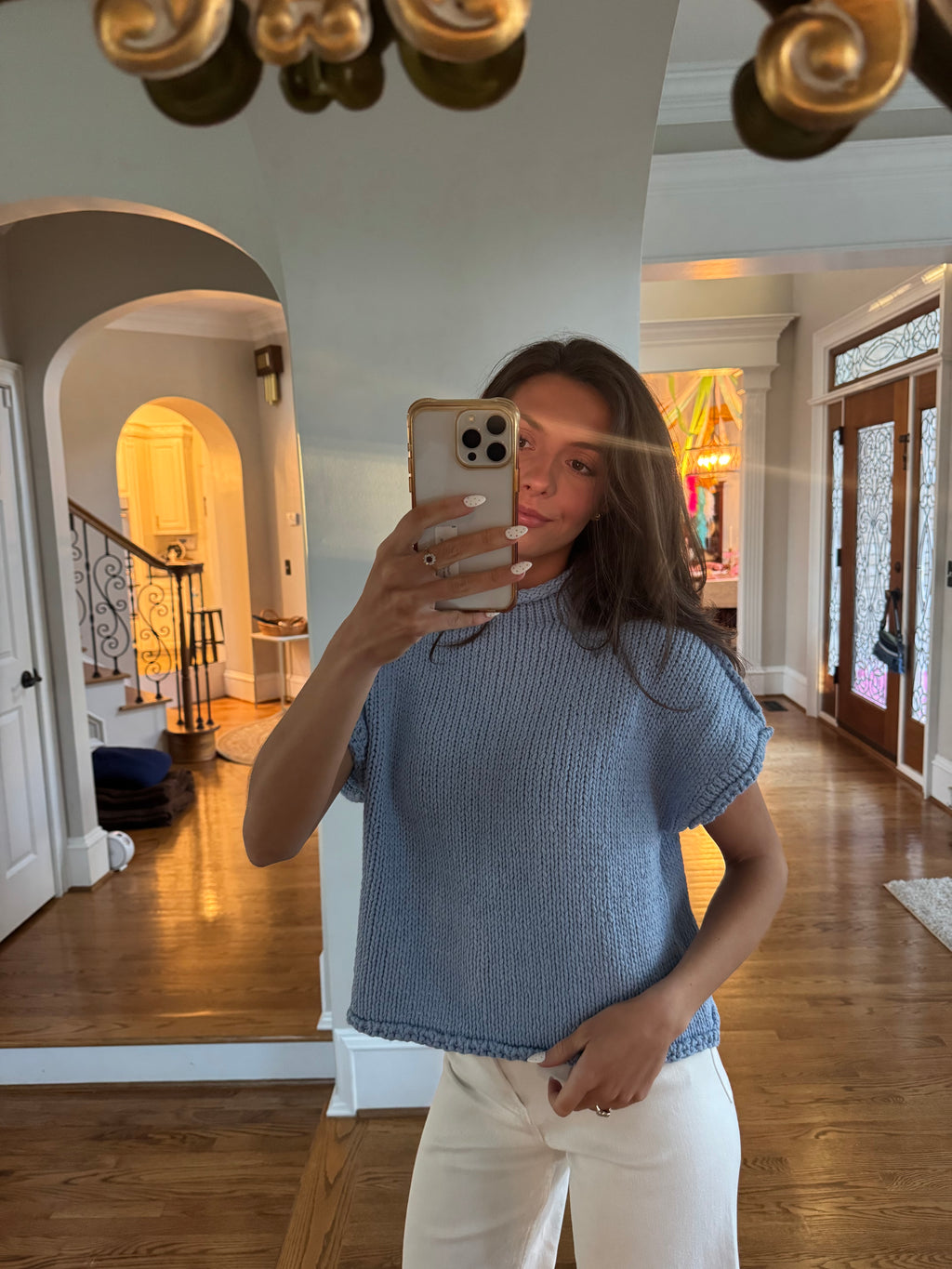 Mallory Chunky Knit Sweater- Sky Blue