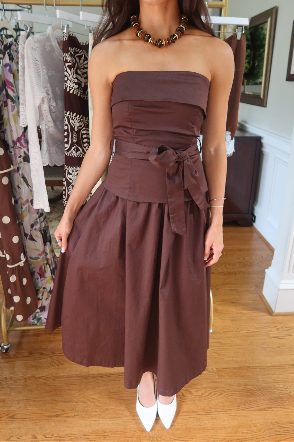 Cinnamon Sugar Midi Dress- Brown
