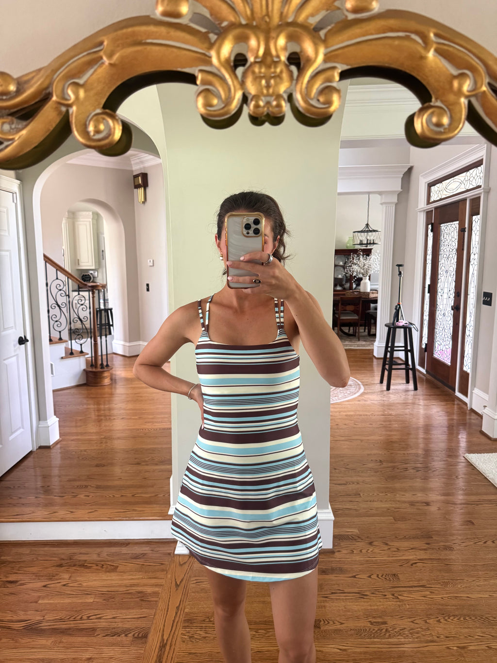 Sutton Striped Athletic Dress- Blue/Brown/White