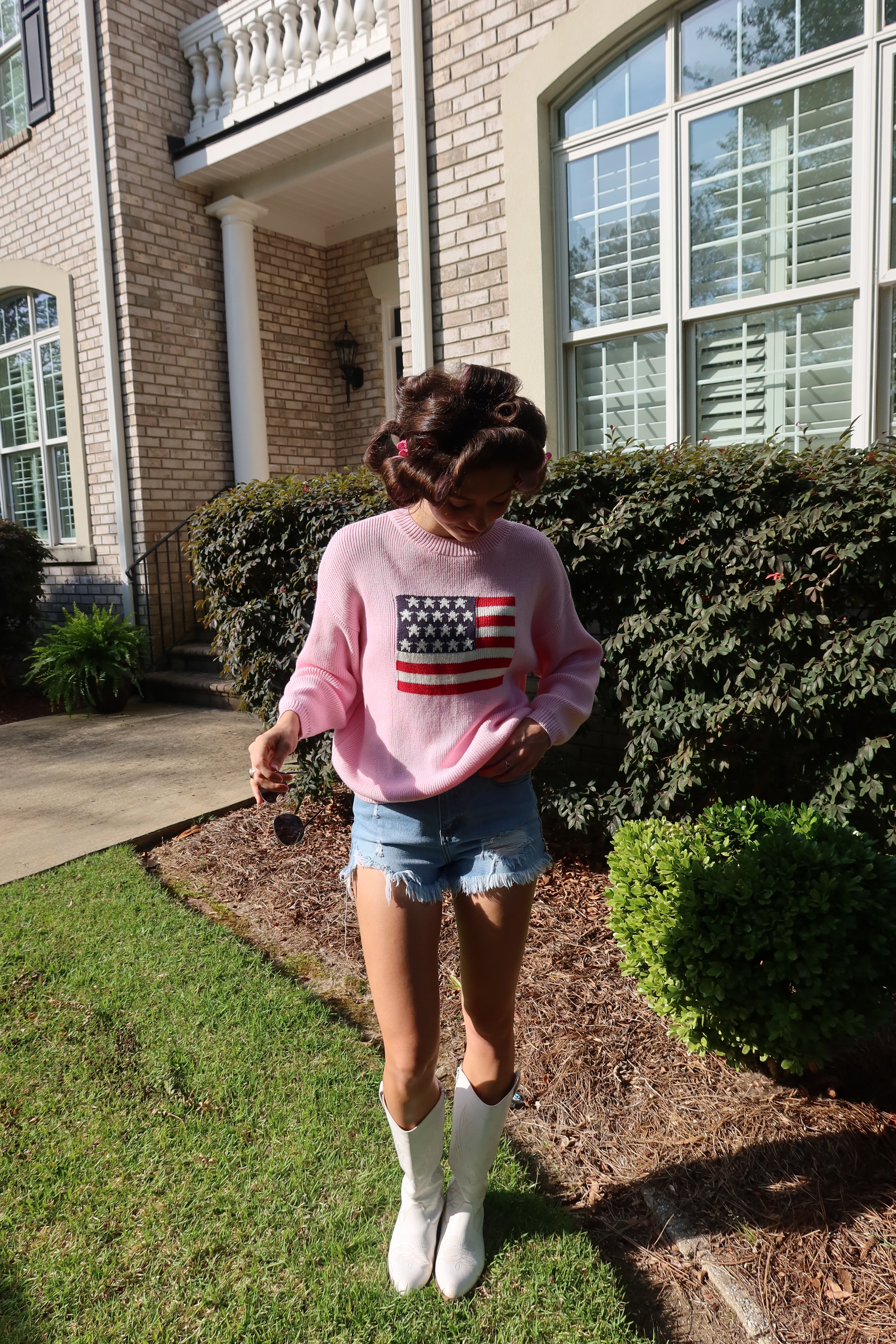 American Girl Flag Sweater- Pink