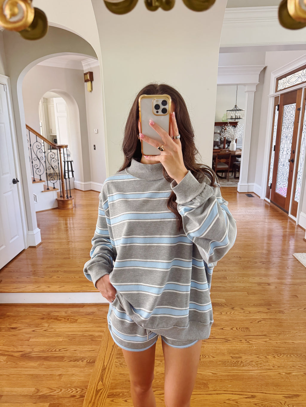 Cloud Blue Stripe Set- Grey/Blue