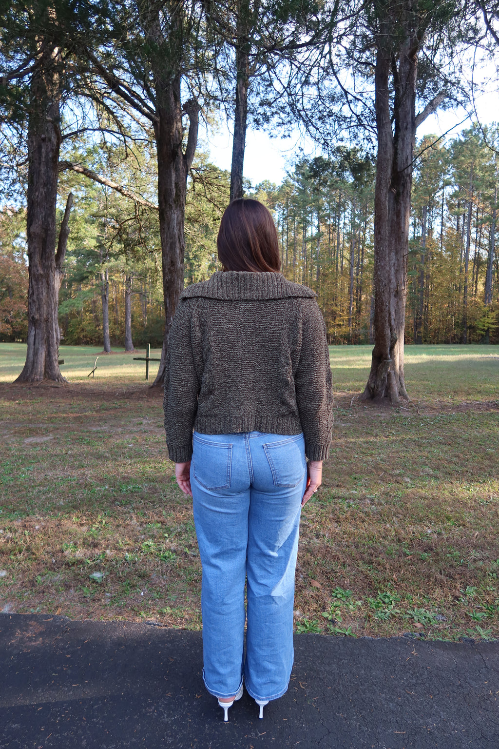 Janie Collar Cardigan- Olive