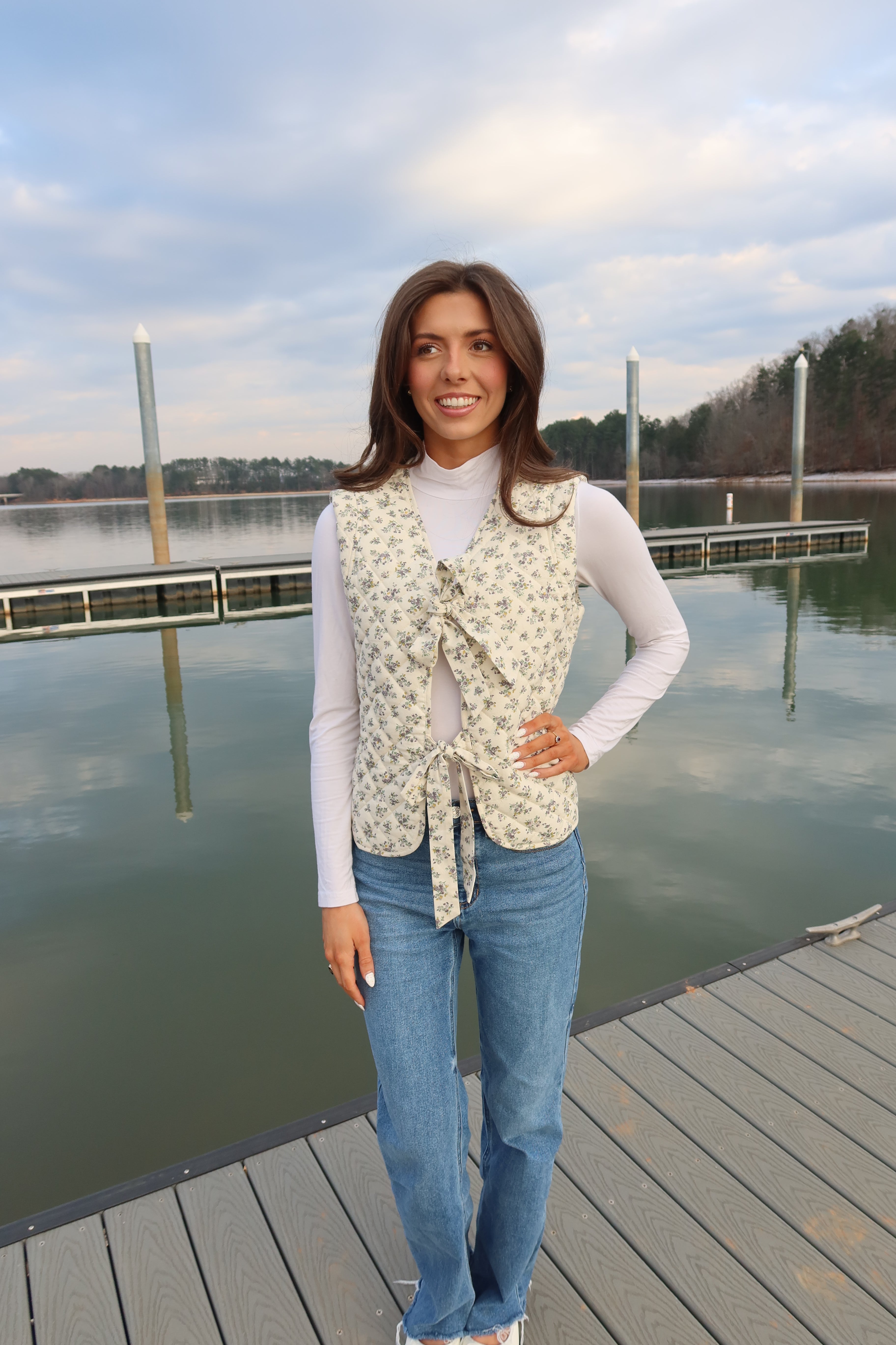Delilah Quilted Vest- Cream