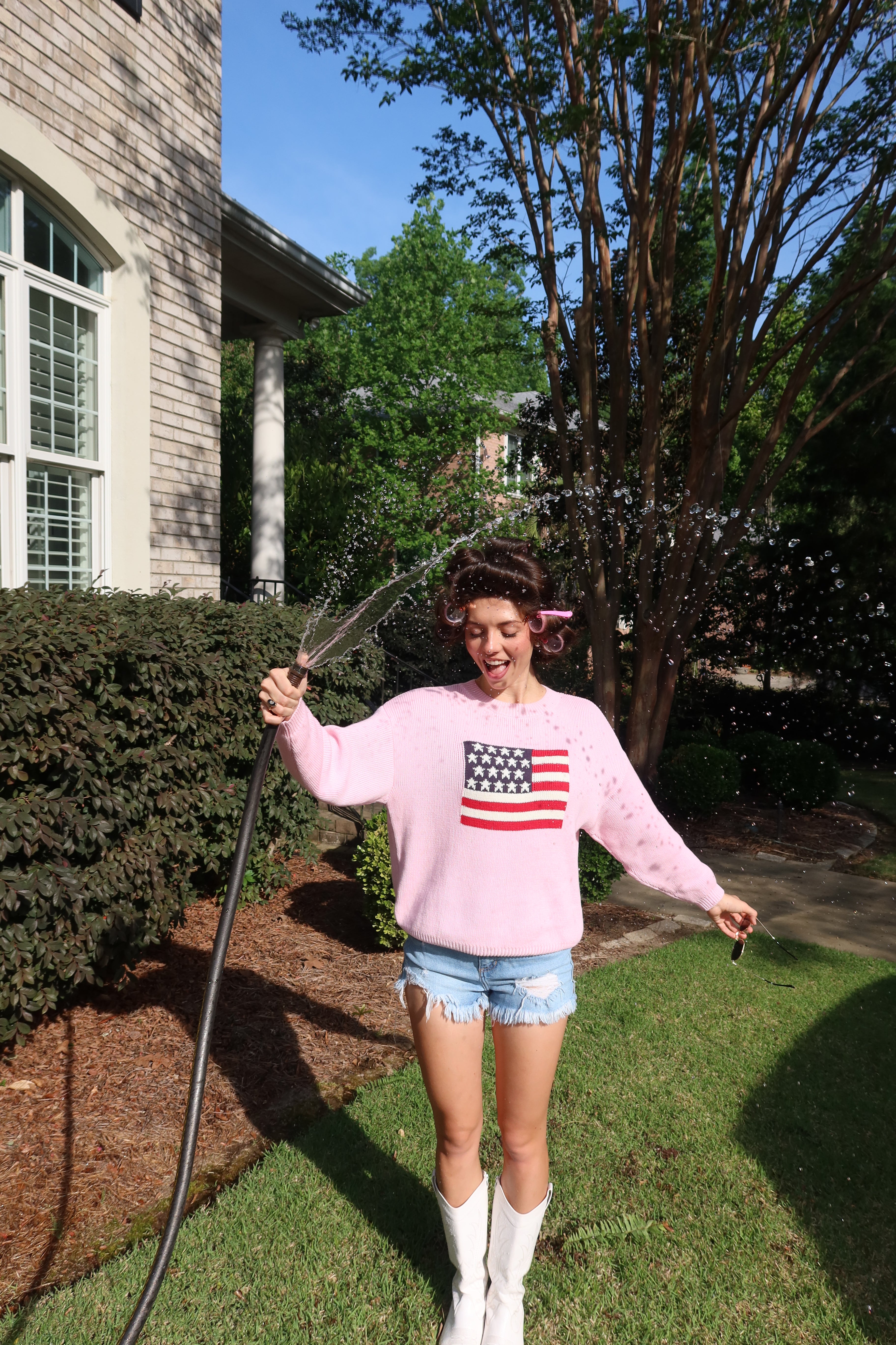 American Girl Flag Sweater- Pink
