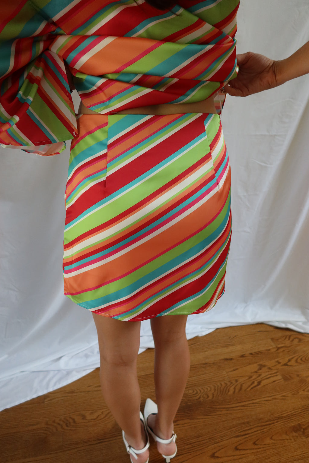 Island Time Mini Skirt- Multi Stripe