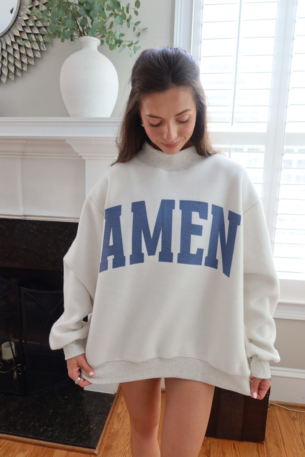 WWJD/AMEN Reversible Sweatshirt- Ash Gray