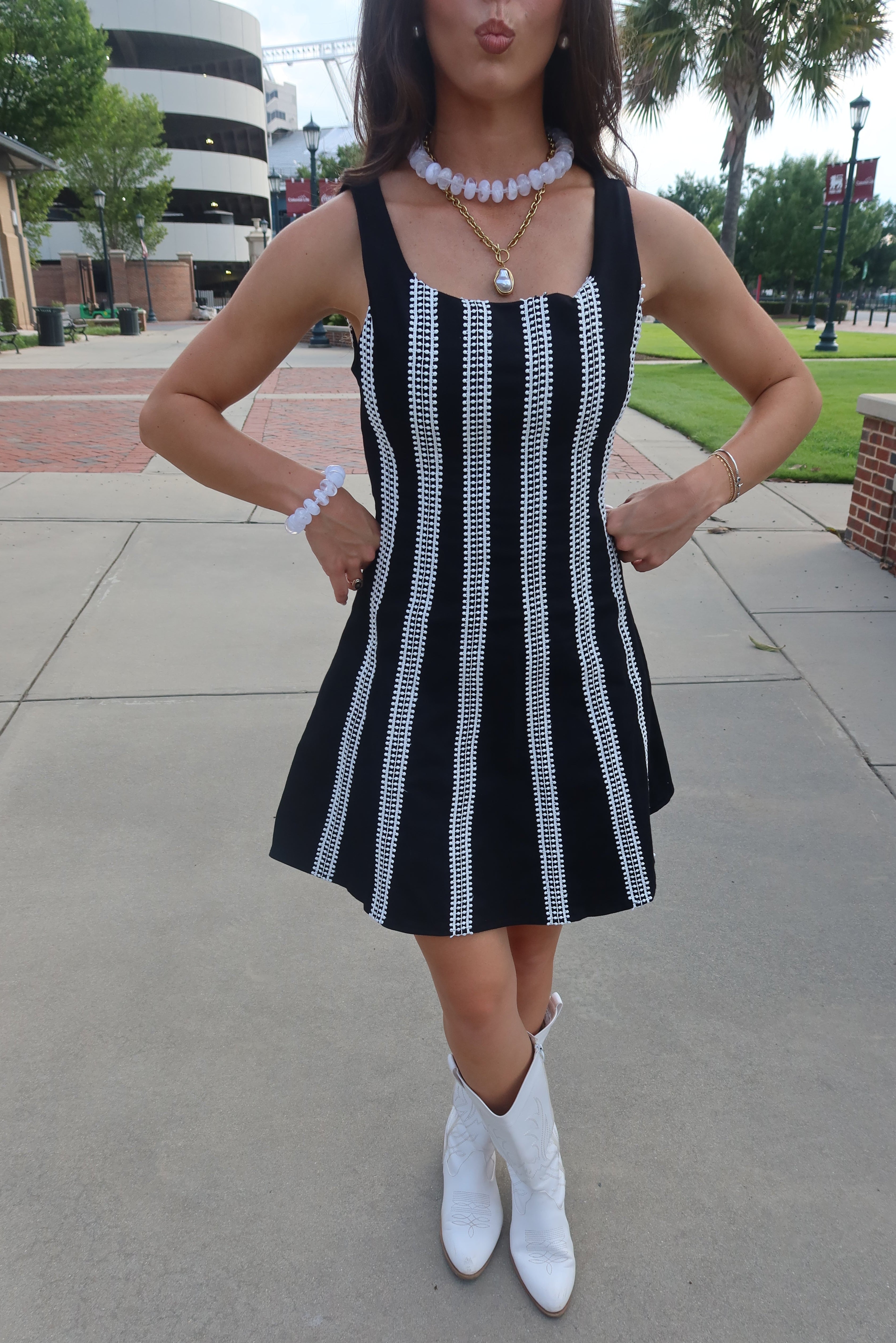 Saturday Mini Dress- Black/White