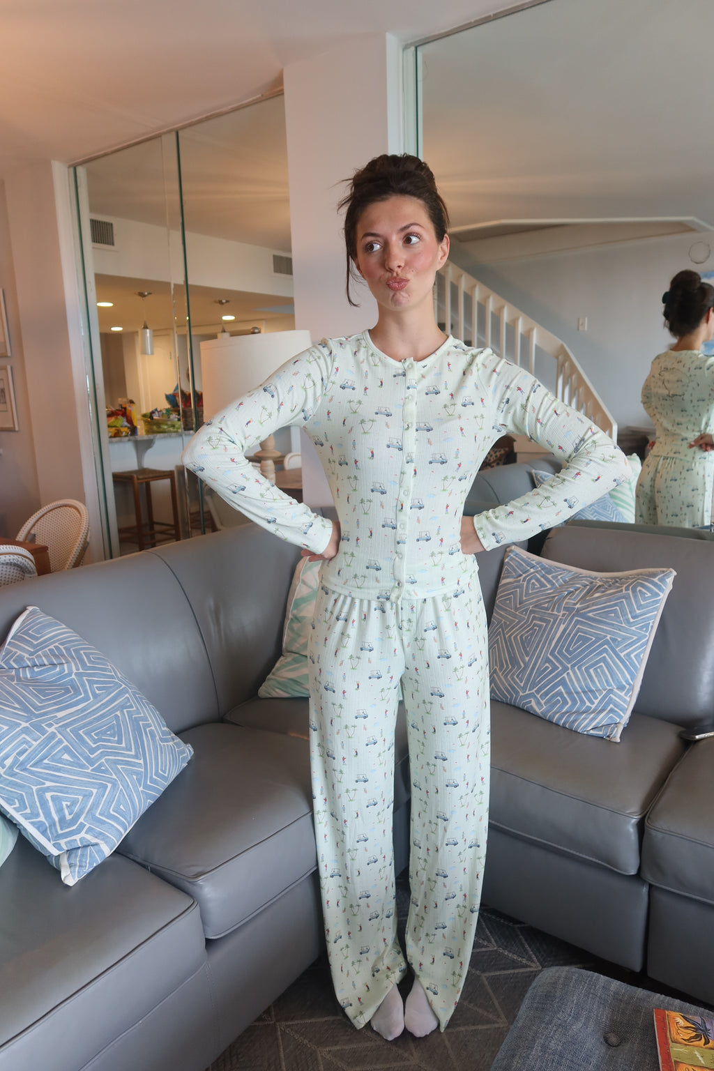 Mornings on the Green Pajama Top- Apple Green
