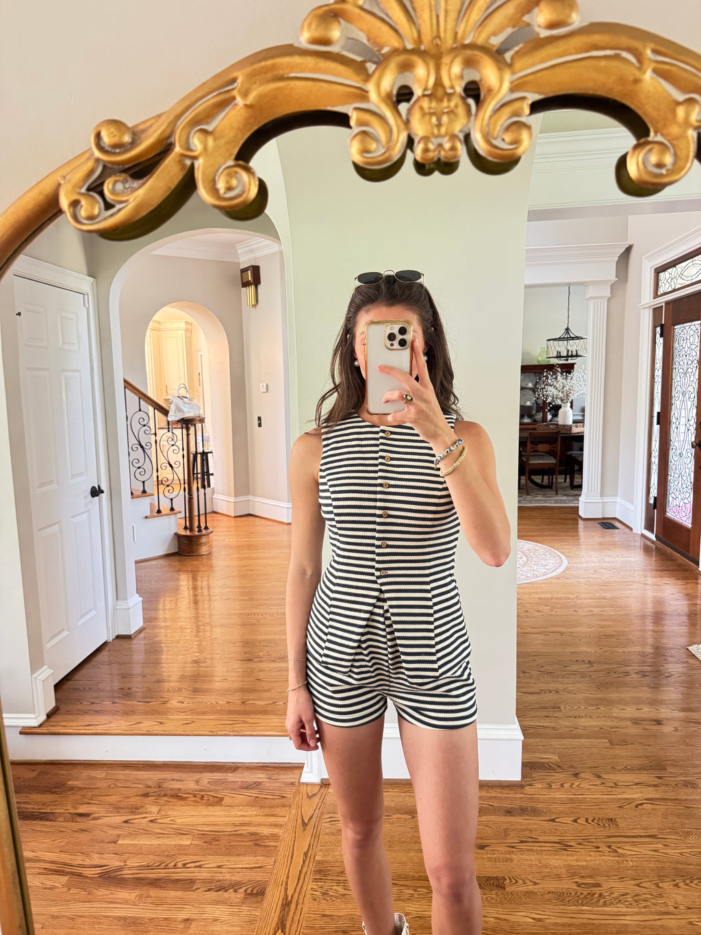 Boardwalk Set Top- Navy Stripe