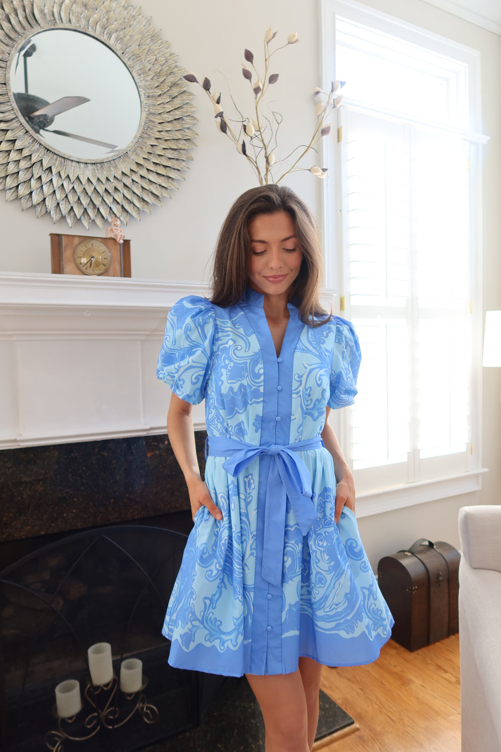 Mosiac Mini Dress- Blue