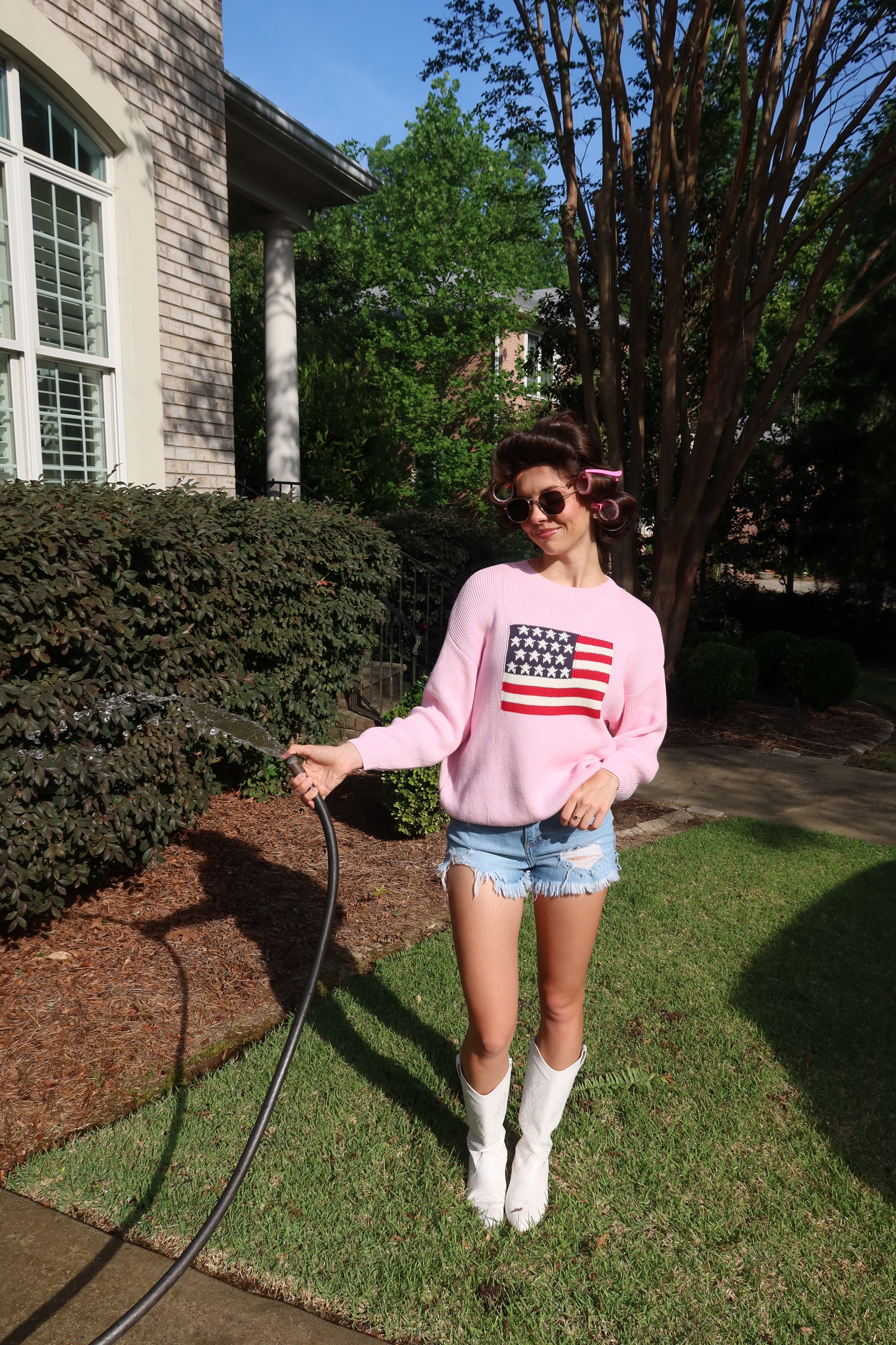 American Girl Flag Sweater- Pink
