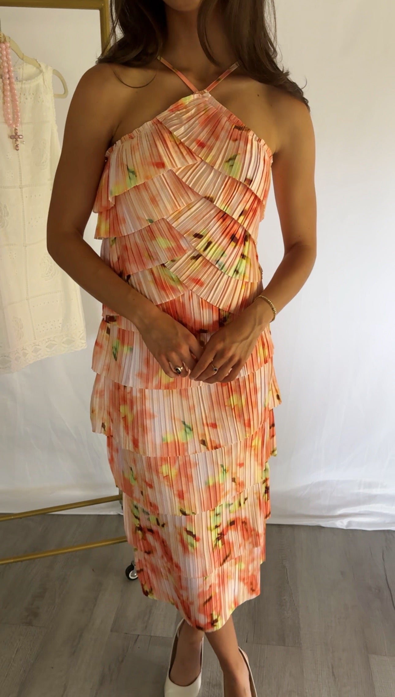 Riviera Citrus Halter Top- Orange Multi