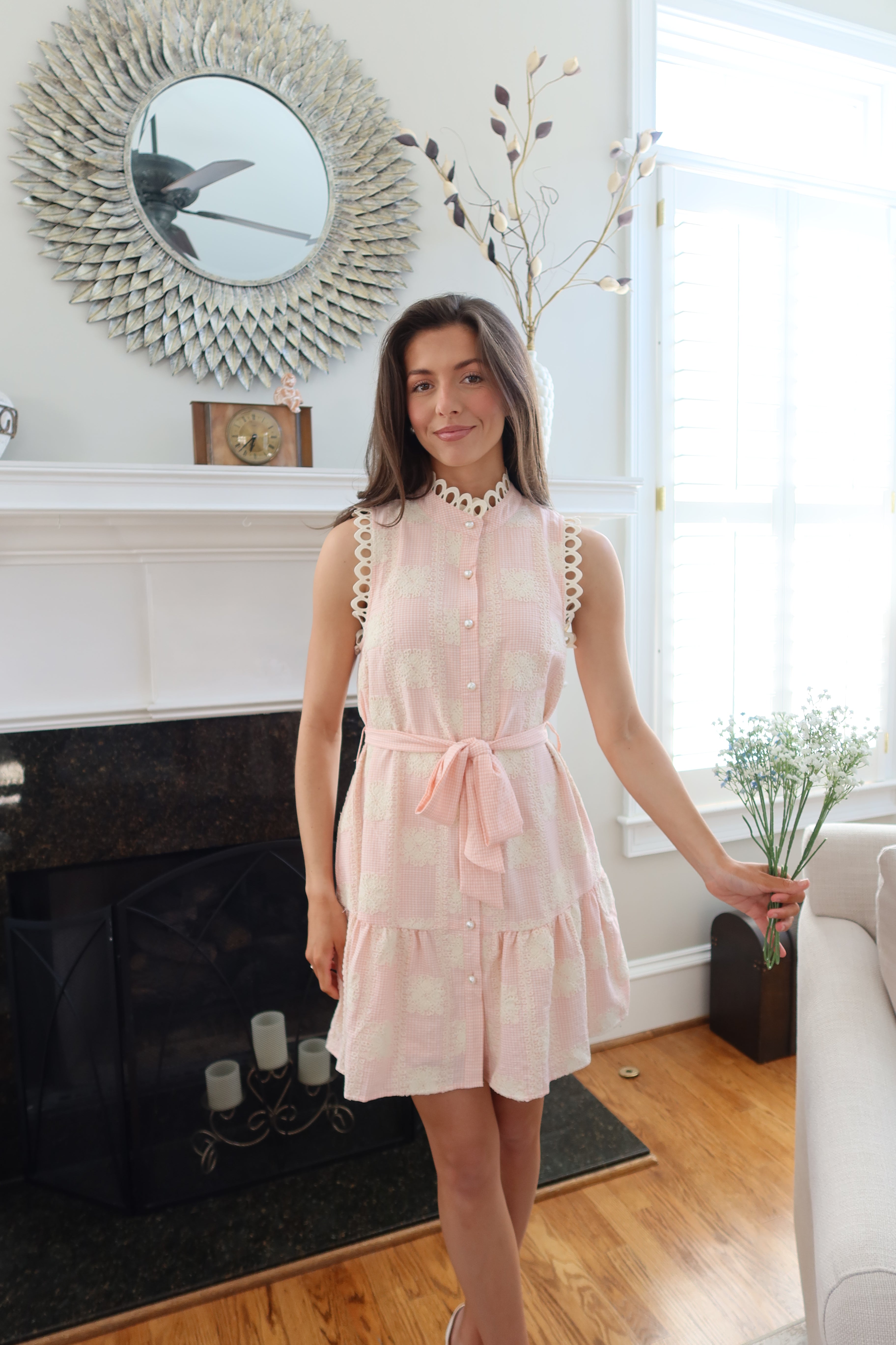 Charleston Pearl Mini Dress- Pink
