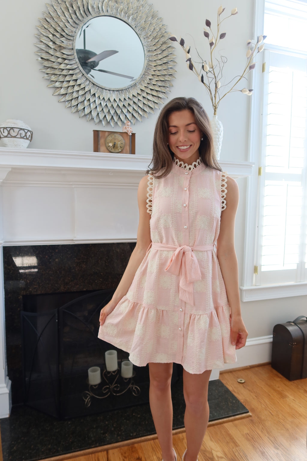 Charleston Pearl Mini Dress- Pink