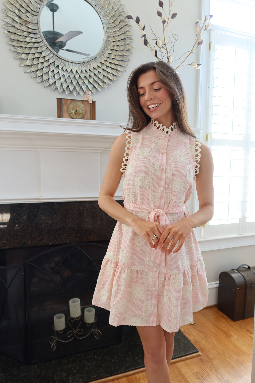 Charleston Pearl Mini Dress- Pink