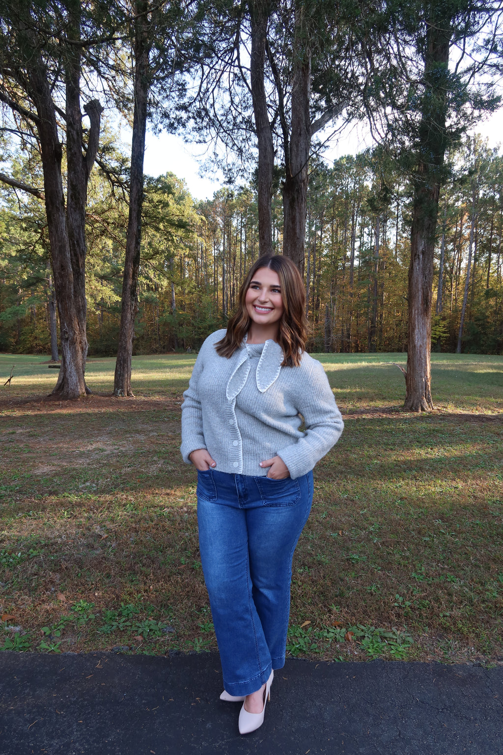 Eloise Scarf Cardigan- Heather Grey