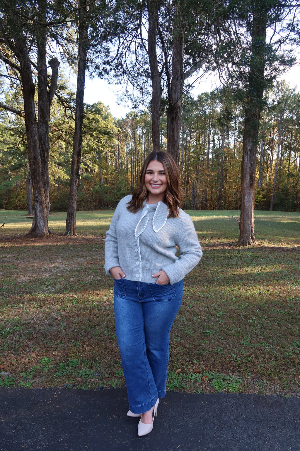 Eloise Scarf Cardigan- Heather Grey