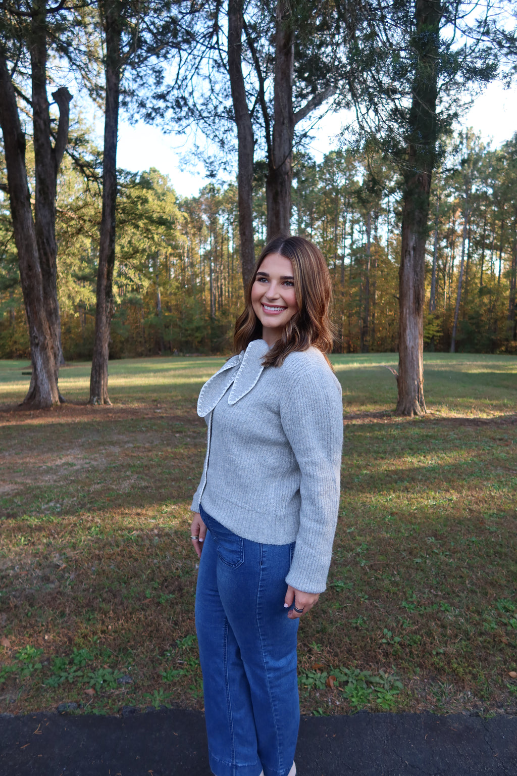Eloise Scarf Cardigan- Heather Grey