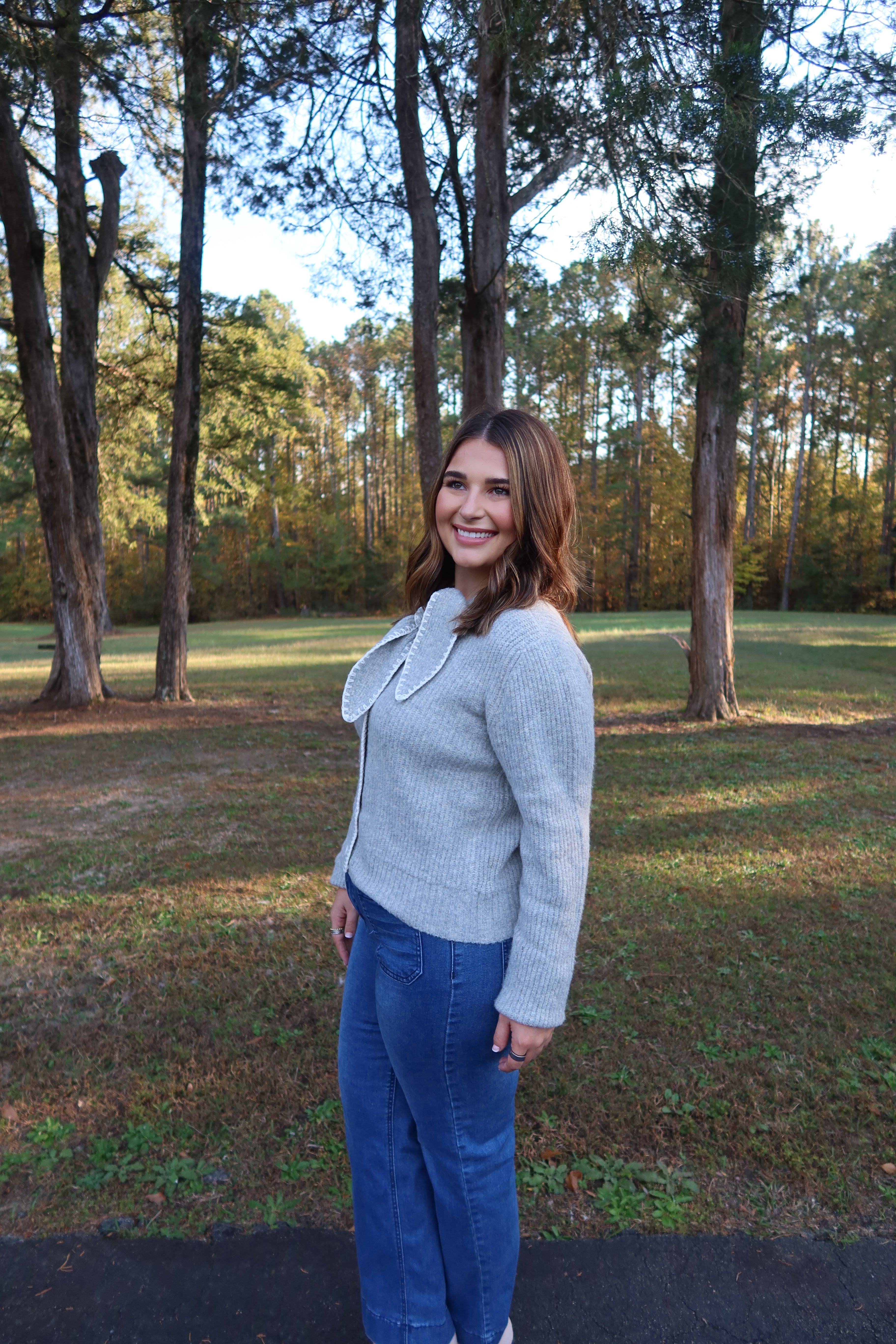 Eloise Scarf Cardigan- Heather Grey