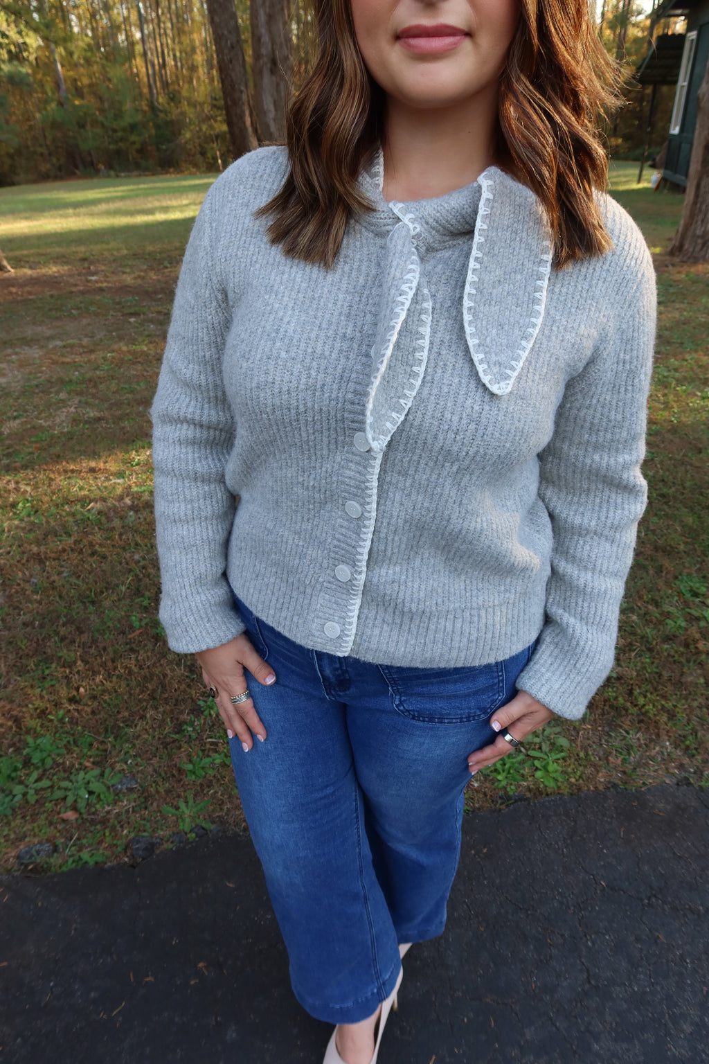Eloise Scarf Cardigan- Heather Grey
