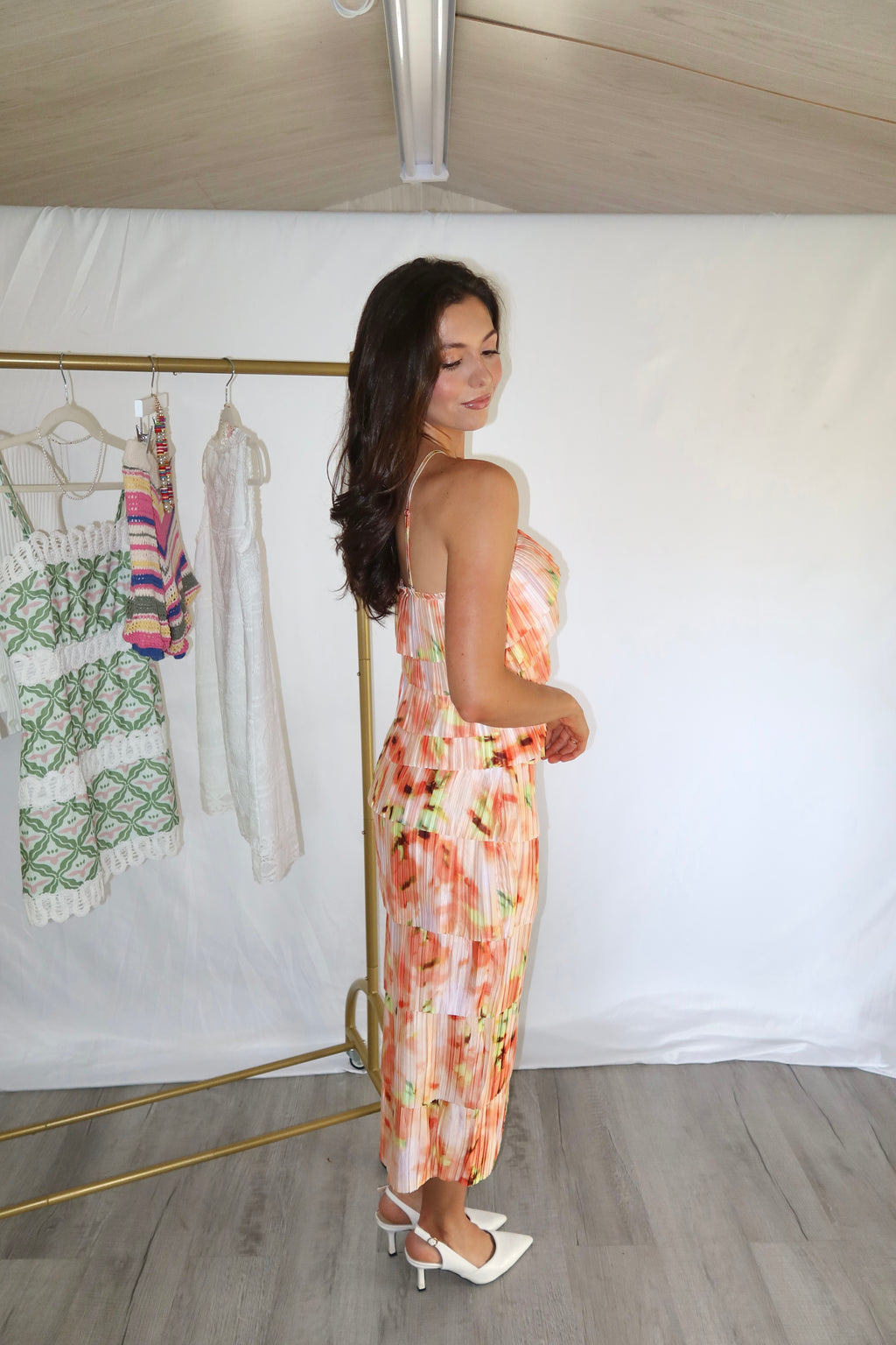 Riviera Citrus Halter Top- Orange Multi