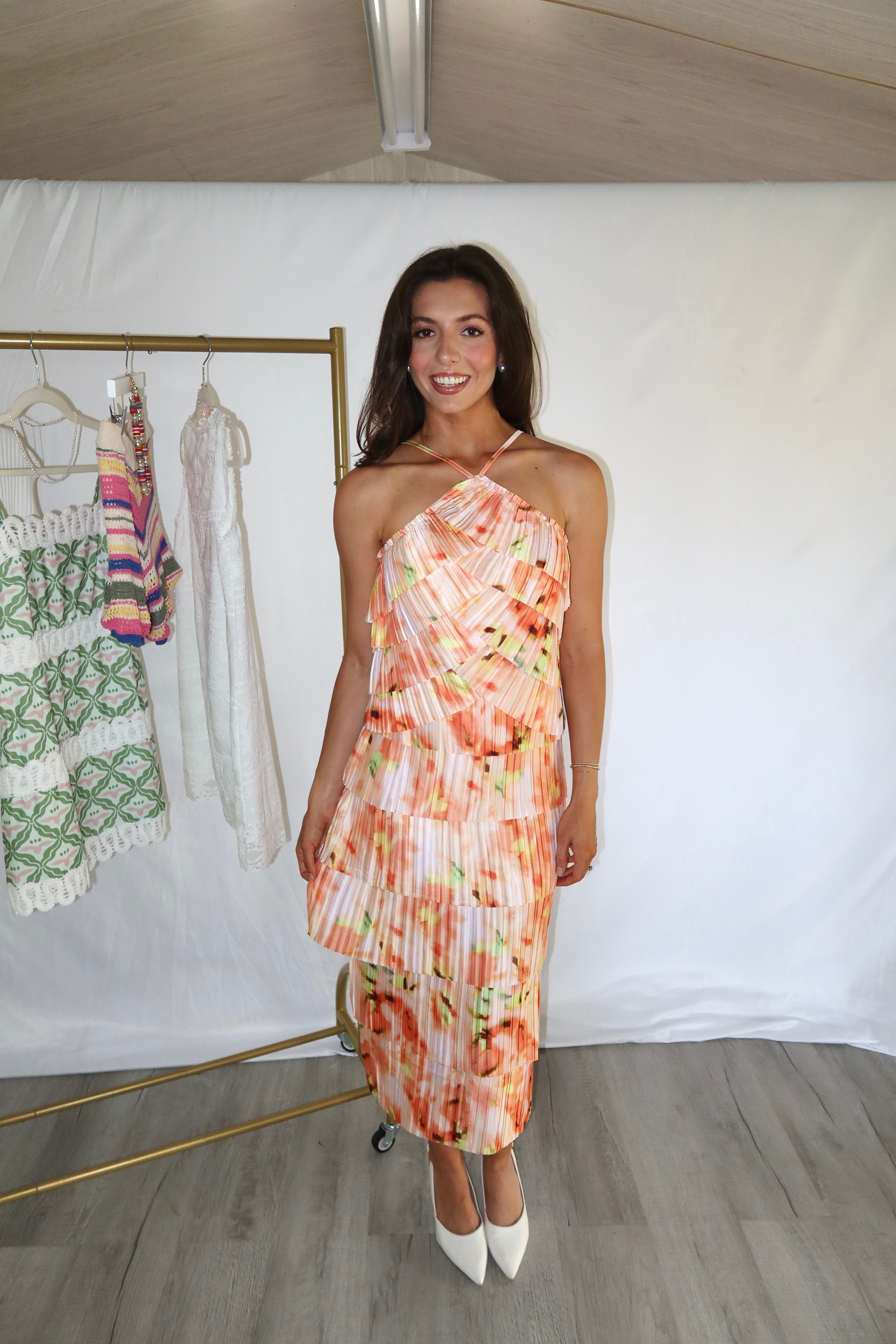 Riviera Citrus Halter Top- Orange Multi